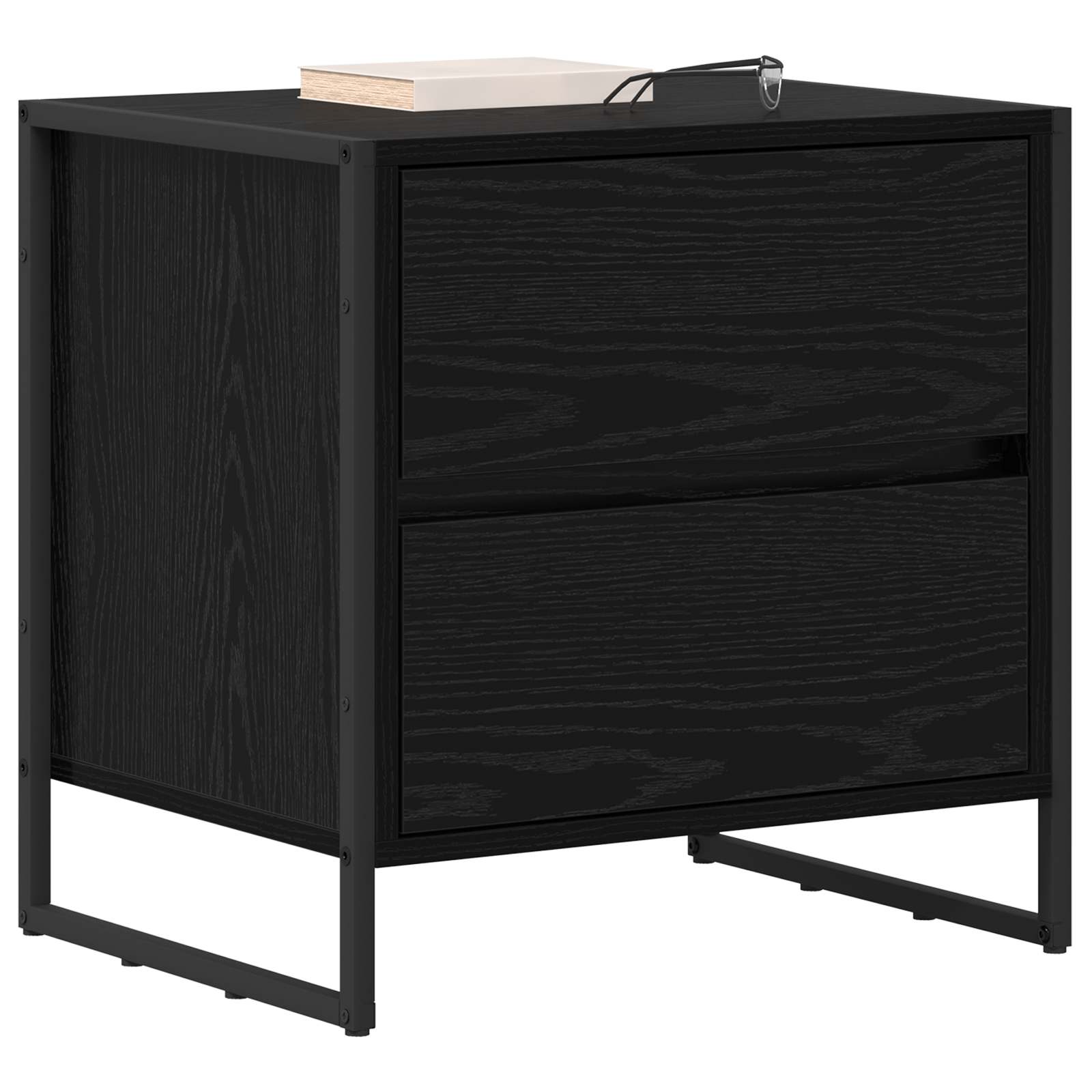 Nachttisch 2 stk. Schwarz Eichen-Optik 50 x 39,5 x 50 cm
