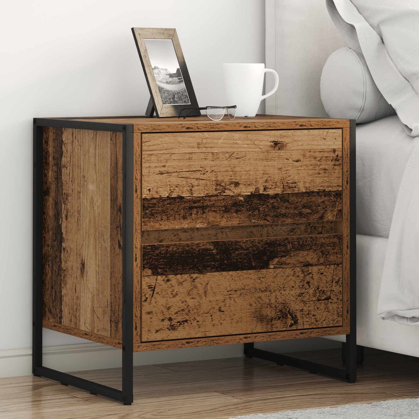 Nachttisch 2 stk. Altholz 50 x 39,5 x 50 cm Holzwerkstoff