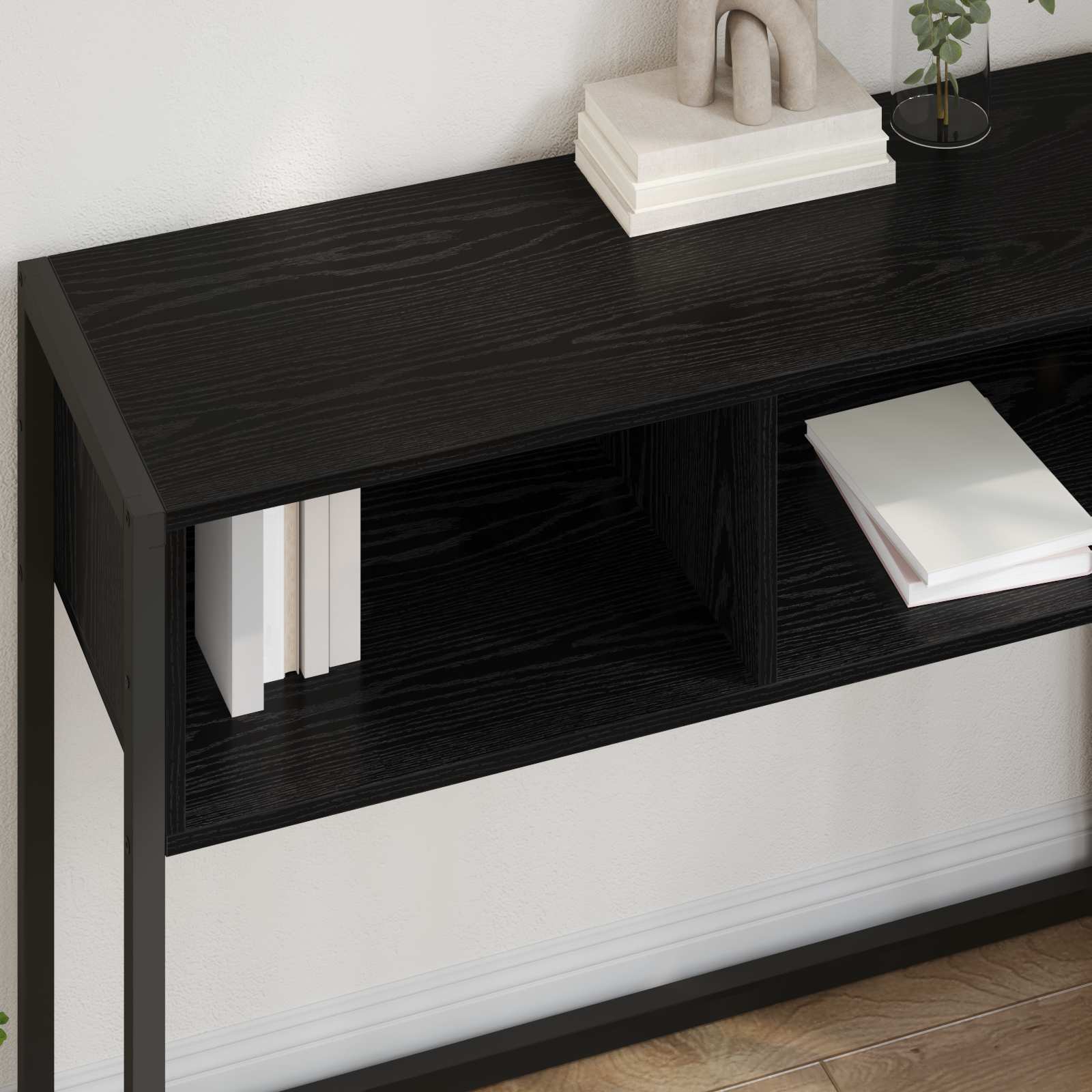 Beistelltisch Schwarz Eichen-Optik 100 x 36 x 75 cm