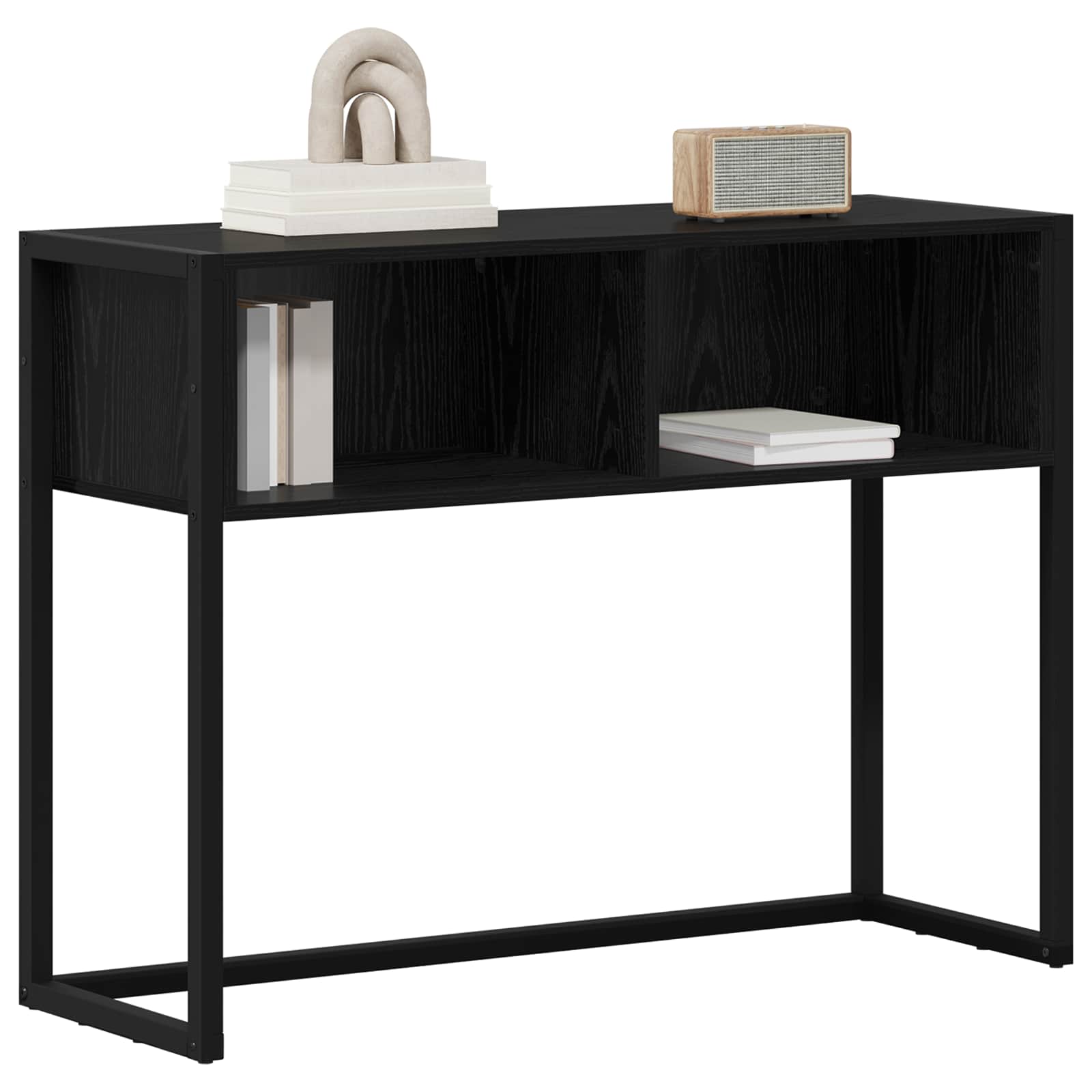 Beistelltisch Schwarz Eichen-Optik 100 x 36 x 75 cm