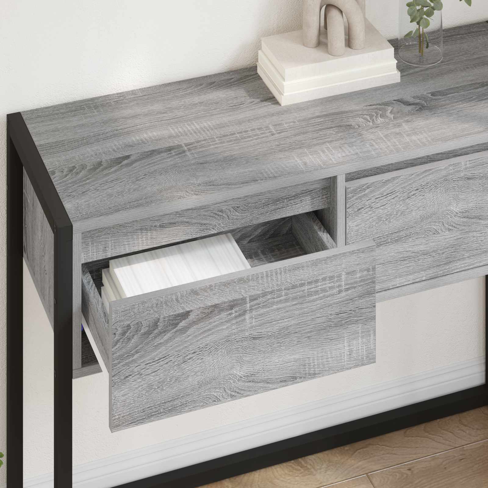 Beistelltisch Sonoma-Grau 100 x 36 x 75 cm Holzwerkstoff