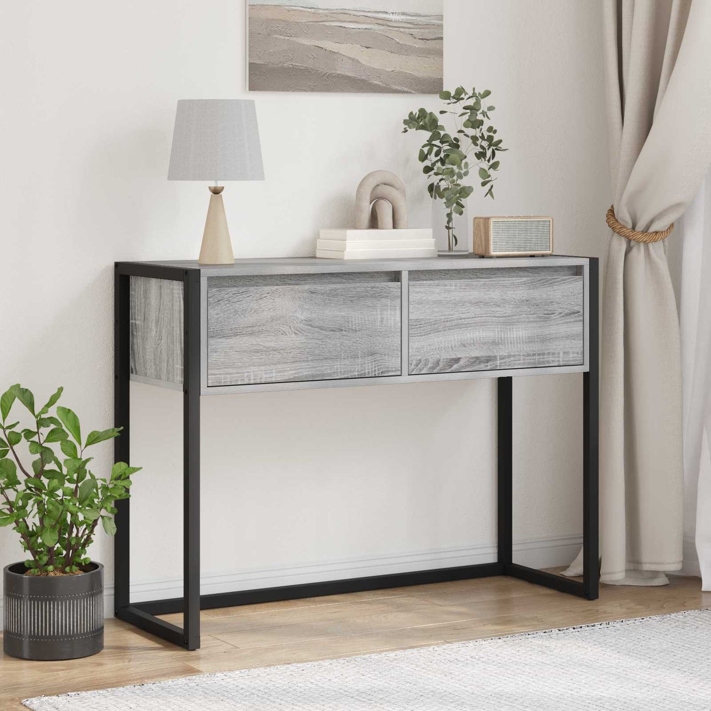 Beistelltisch Sonoma-Grau 100 x 36 x 75 cm Holzwerkstoff
