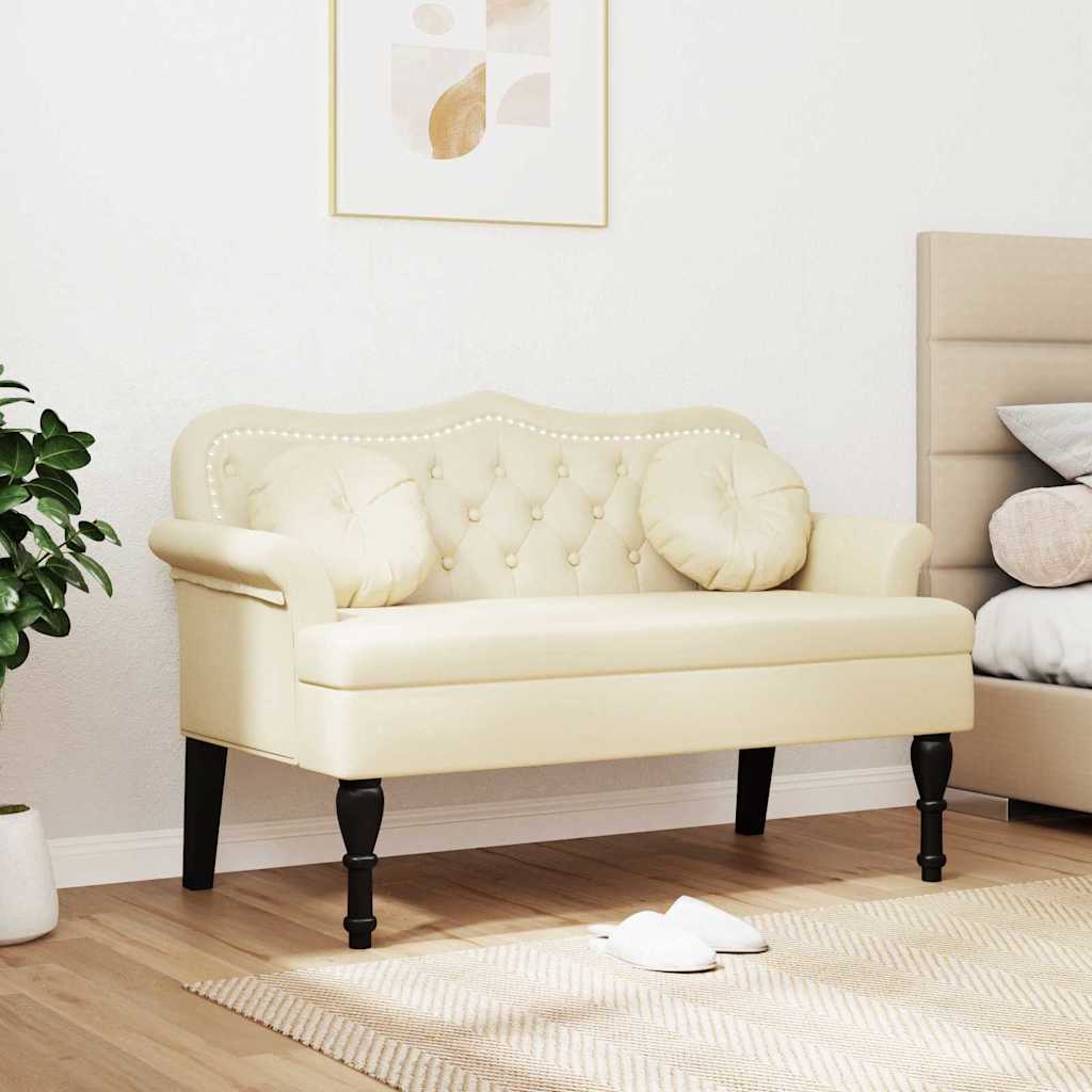 Chesterfield Bench Creme 120,5 x 65 x 75 cm Kunstleder