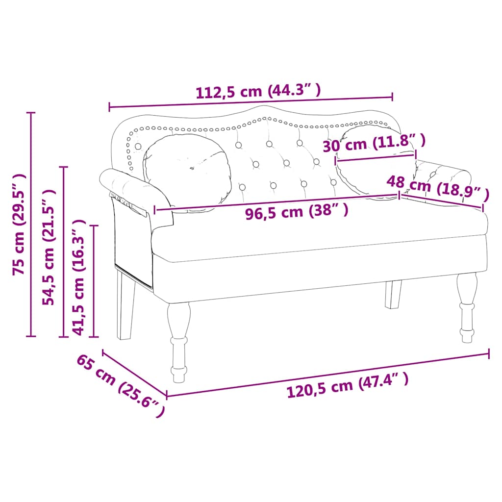 Chesterfield Bench Creme 120,5 x 65 x 75 cm Kunstleder