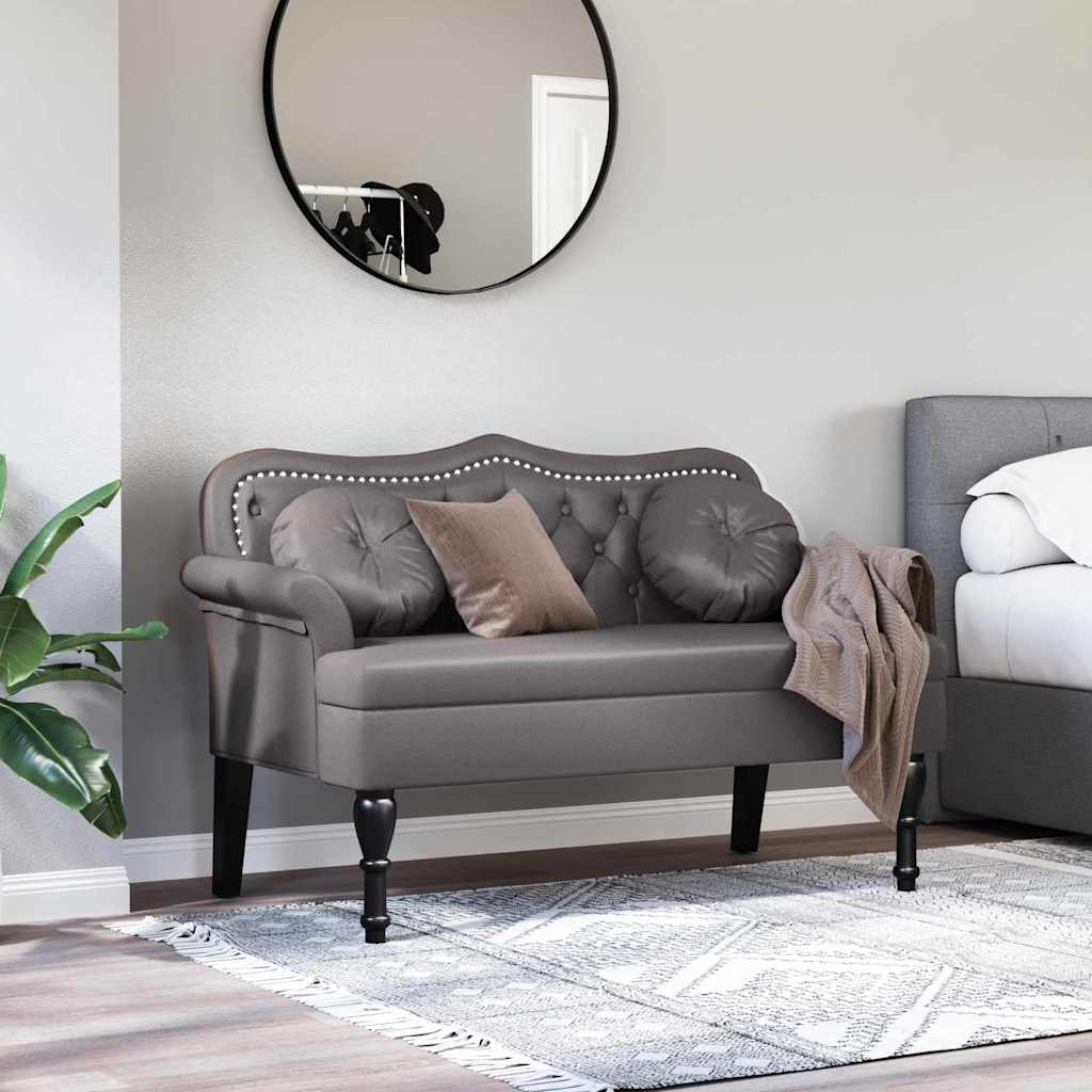 Chesterfield Bench Grau 120,5 x 65 x 75 cm Kunstleder