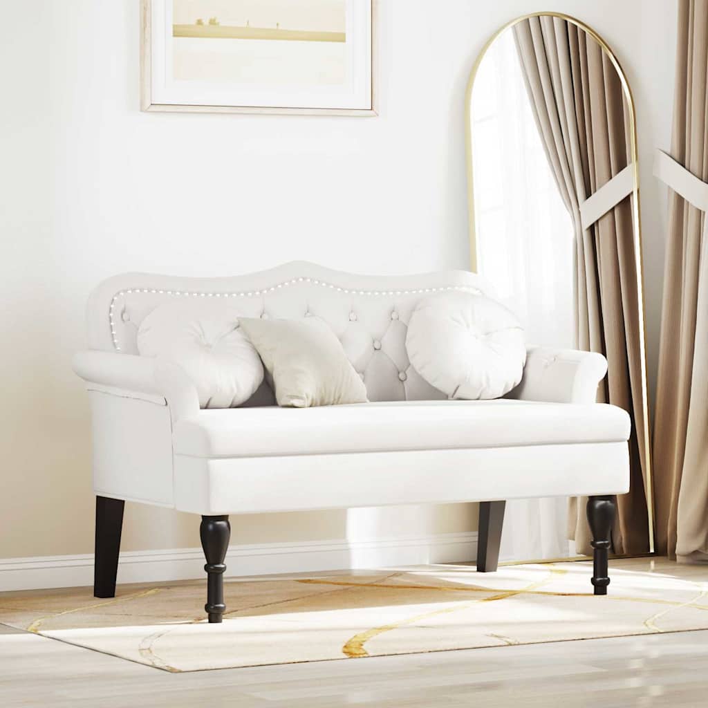 Chesterfield Bench Weiß 120,5 x 65 x 75 cm Kunstleder