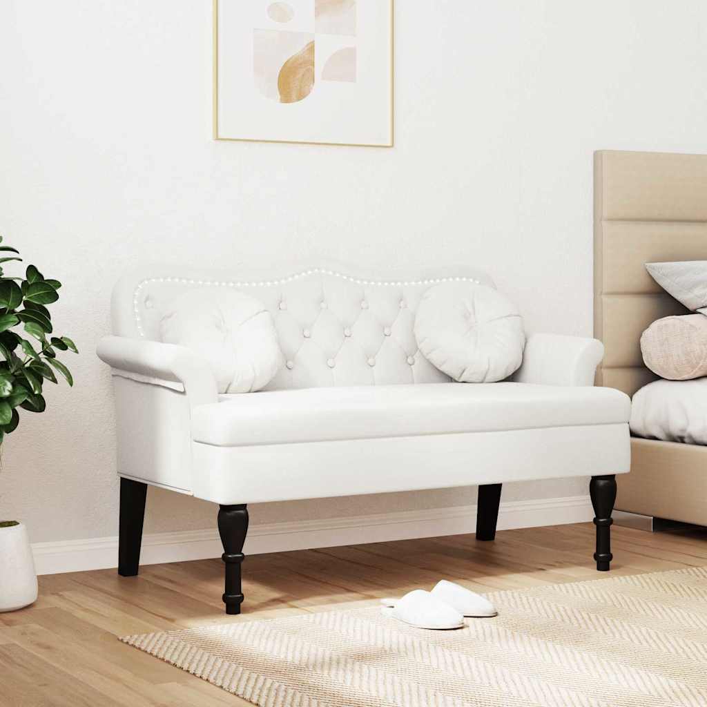 Chesterfield Bench Weiß 120,5 x 65 x 75 cm Kunstleder