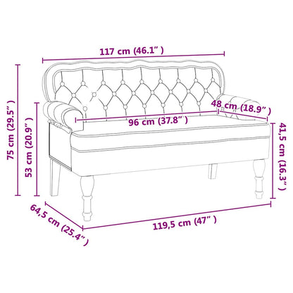 Chesterfield Bench Grau 119,5 x 64,5 x 75 cm Kunstleder
