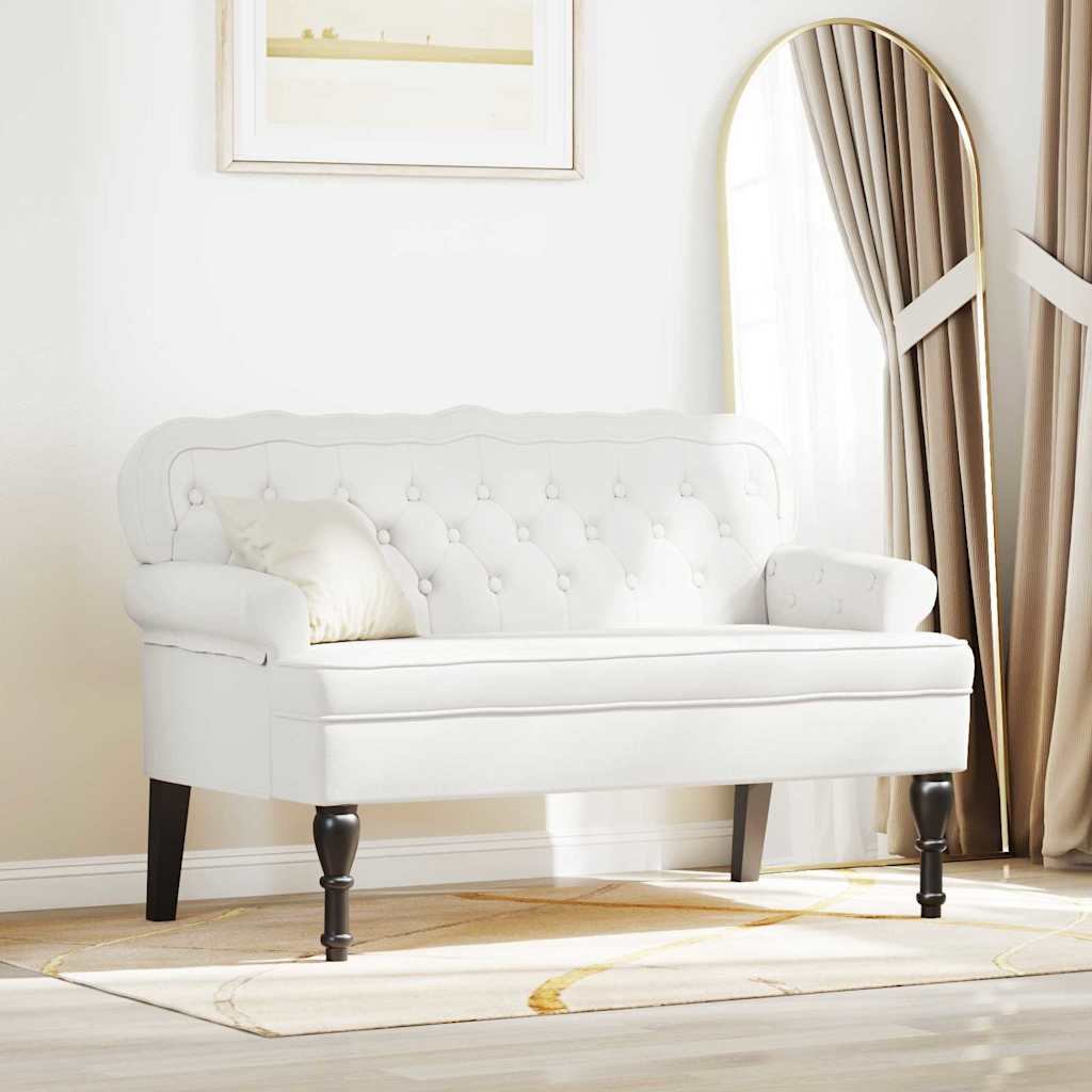 Chesterfield Bench Weiß 119,5 x 64,5 x 75 cm Kunstleder