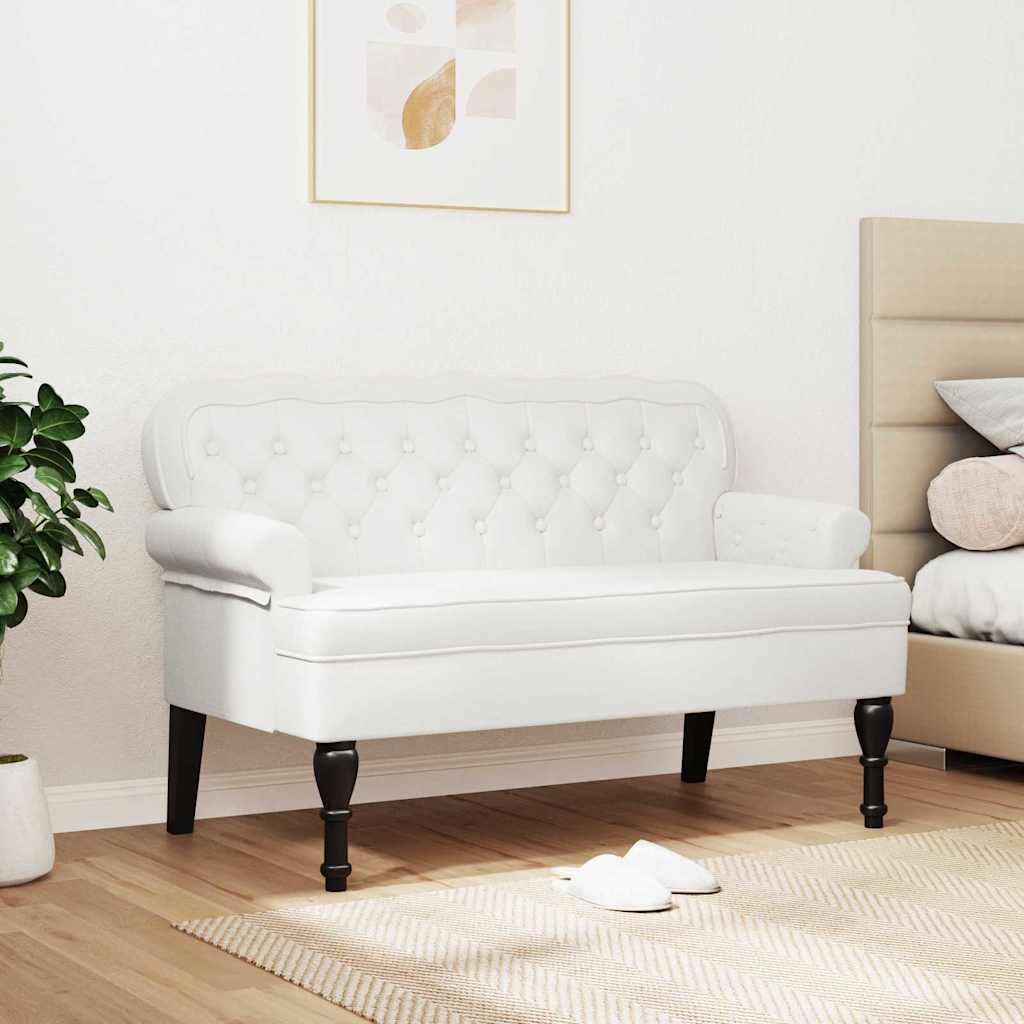 Chesterfield Bench Weiß 119,5 x 64,5 x 75 cm Kunstleder
