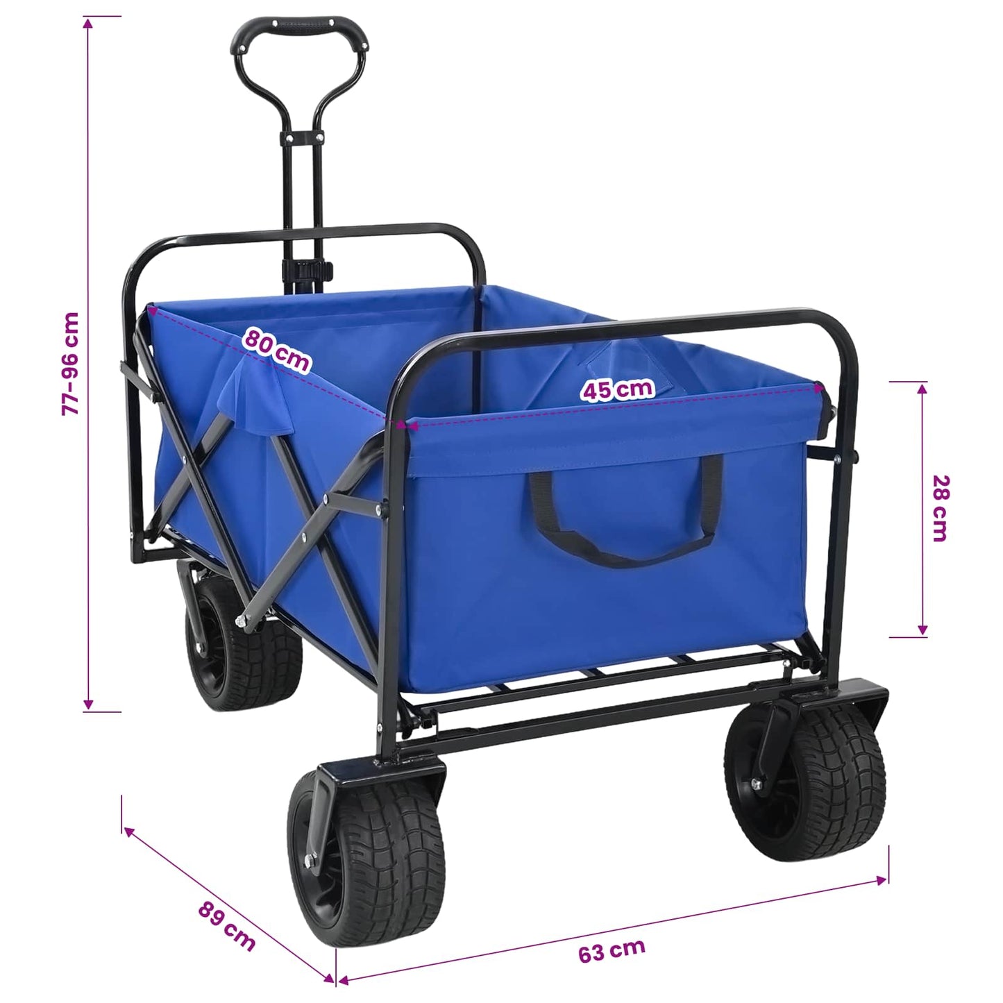 Faltwagen Blau 89 x 63 x 96 cm Stahl und Polyester-Oxford