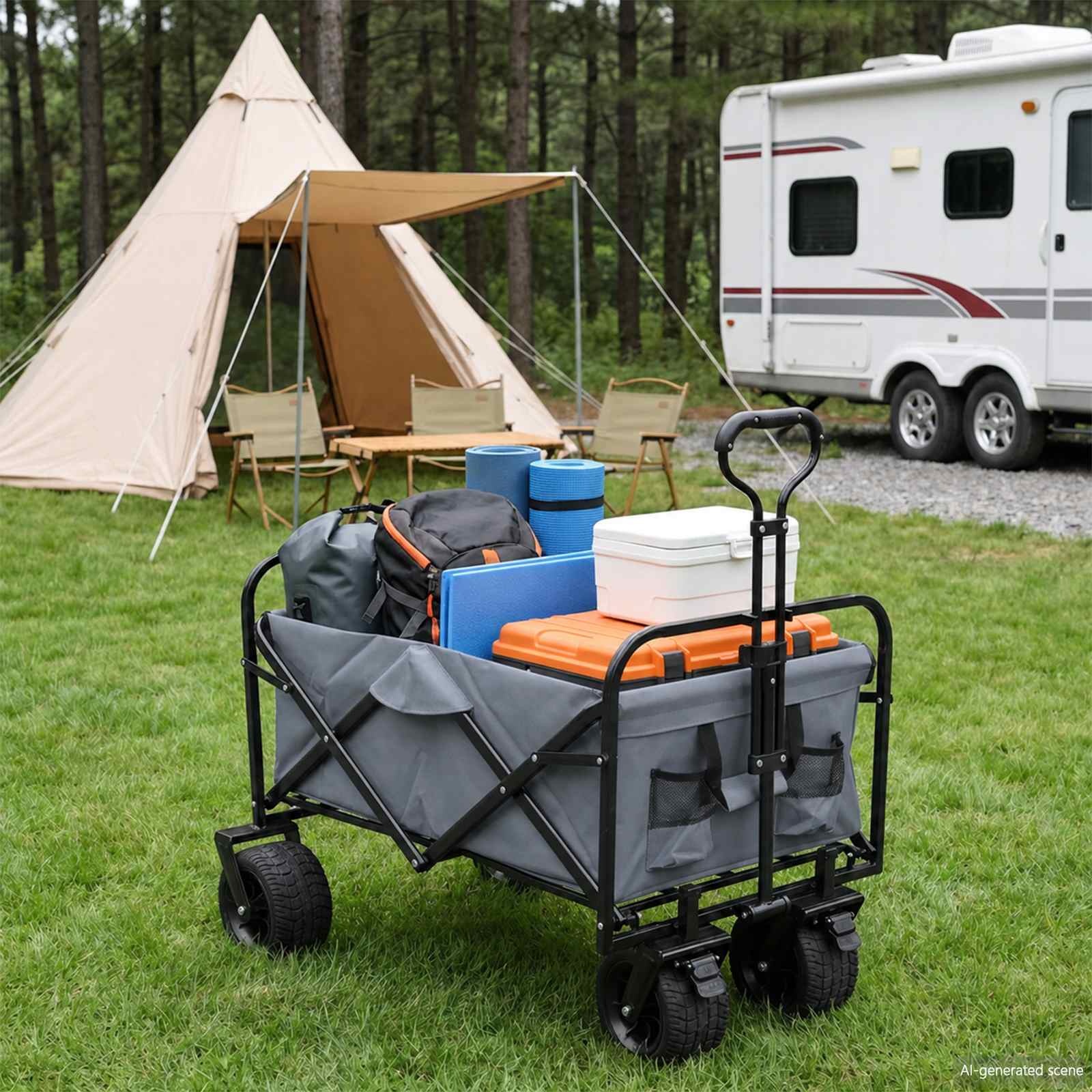 Faltwagen Grau 89 x 63 x 96 cm Stahl und Polyester-Oxford