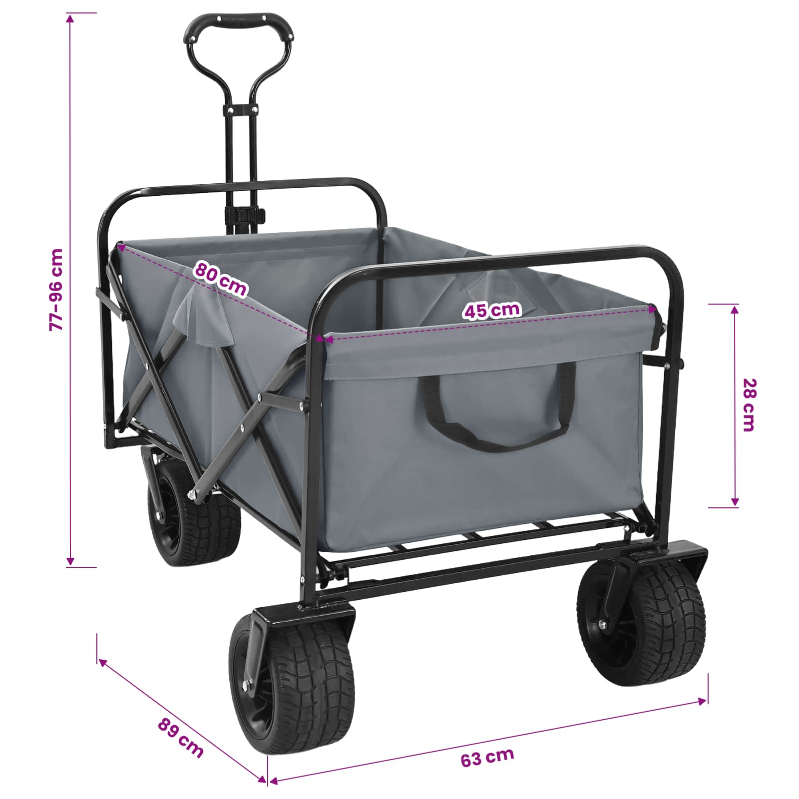 Faltwagen Grau 89 x 63 x 96 cm Stahl und Polyester-Oxford