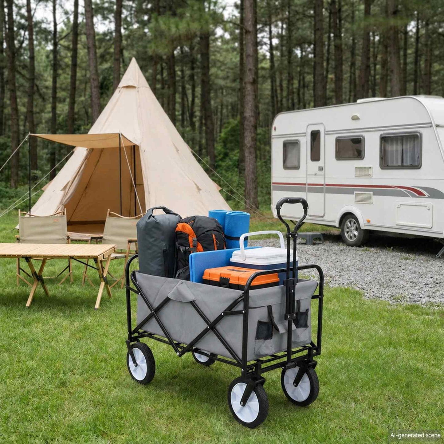 Klapp-Handwagen Grau 94 x 53 x 99 cm Oxford-Stoff