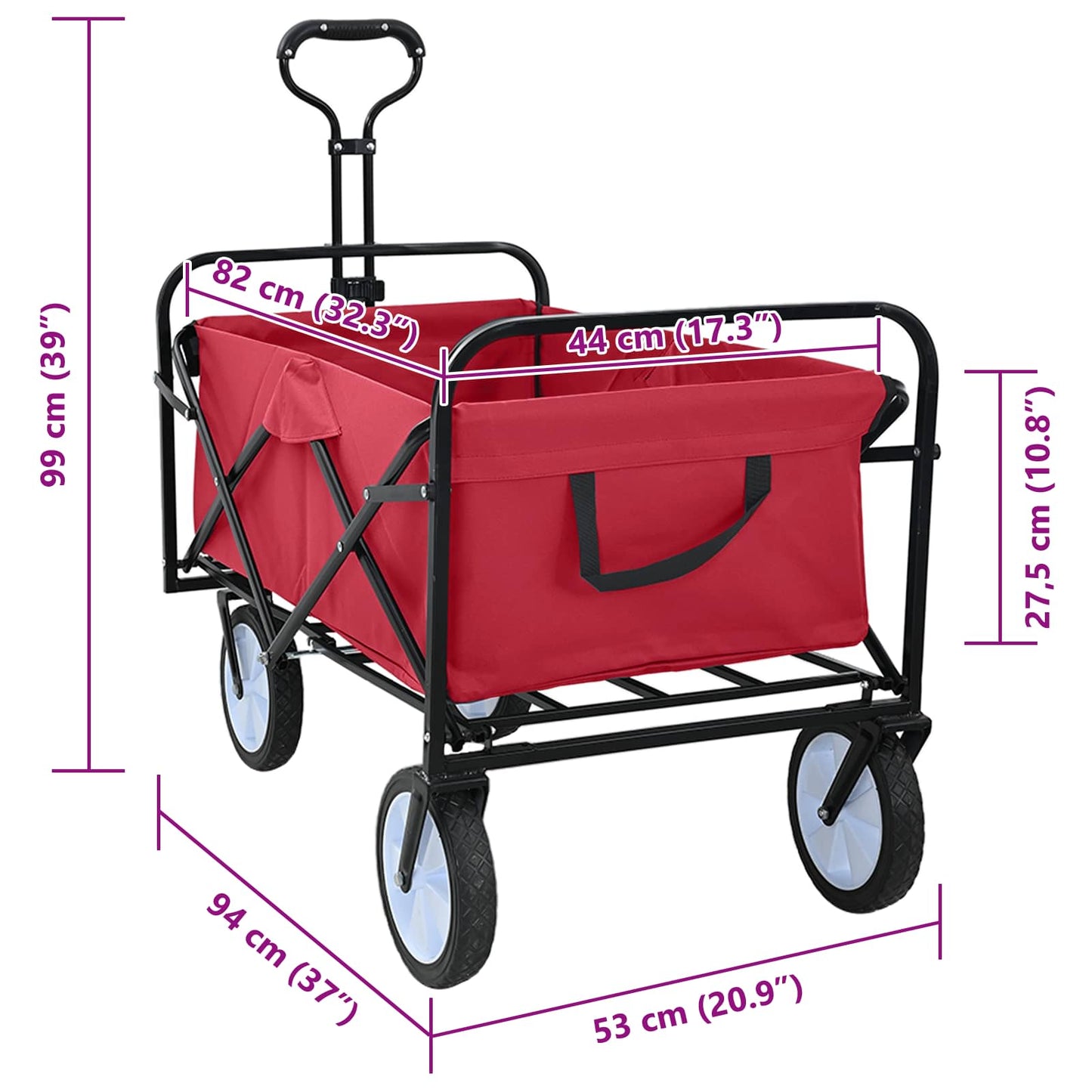 Faltbarer Einkaufstrolley mit Bremsen Rot 94 x 53 x 99 cm