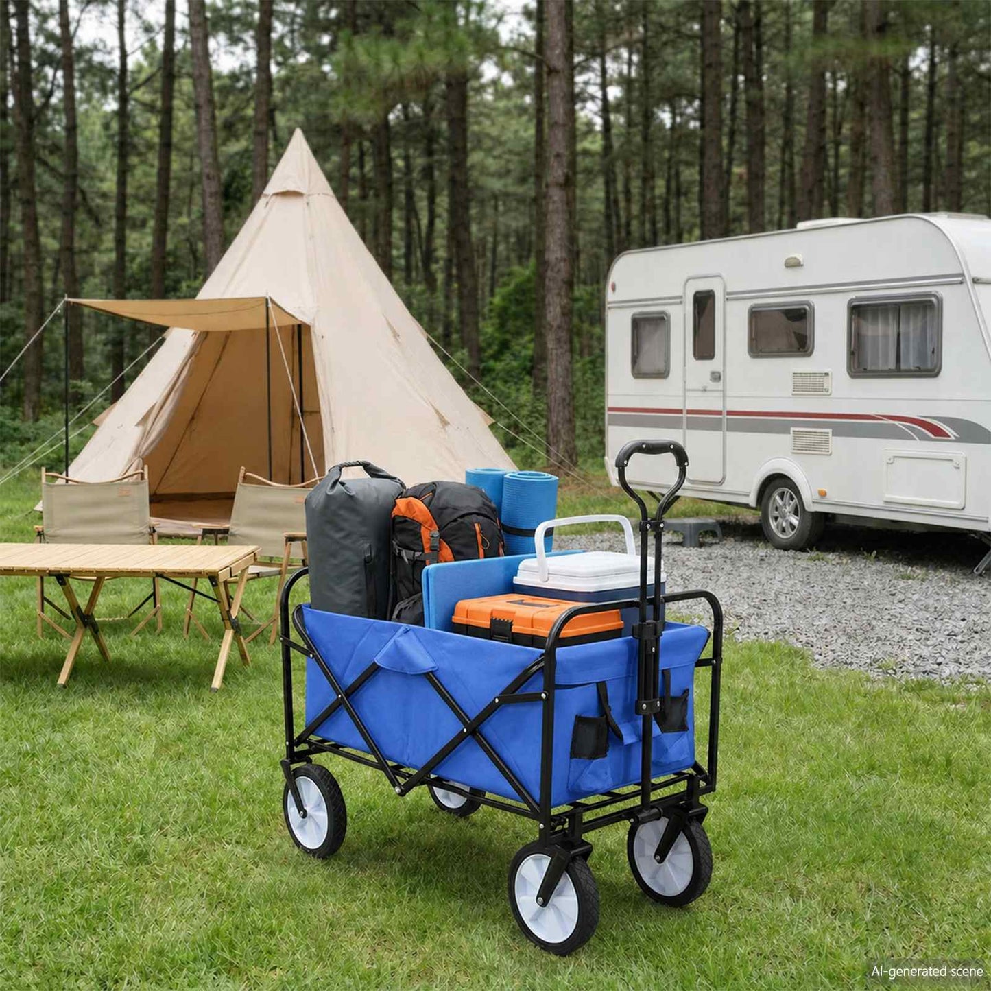 Klapp-Handwagen Blau 94 x 53 x 99 cm Oxford-Stoff