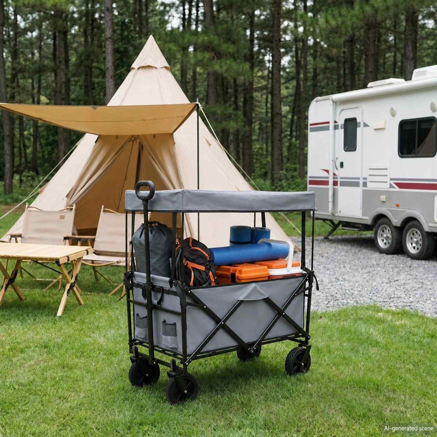 Klapp-Handwagen Grau 105 x 56,5 x 116 cm Oxford-Stoff