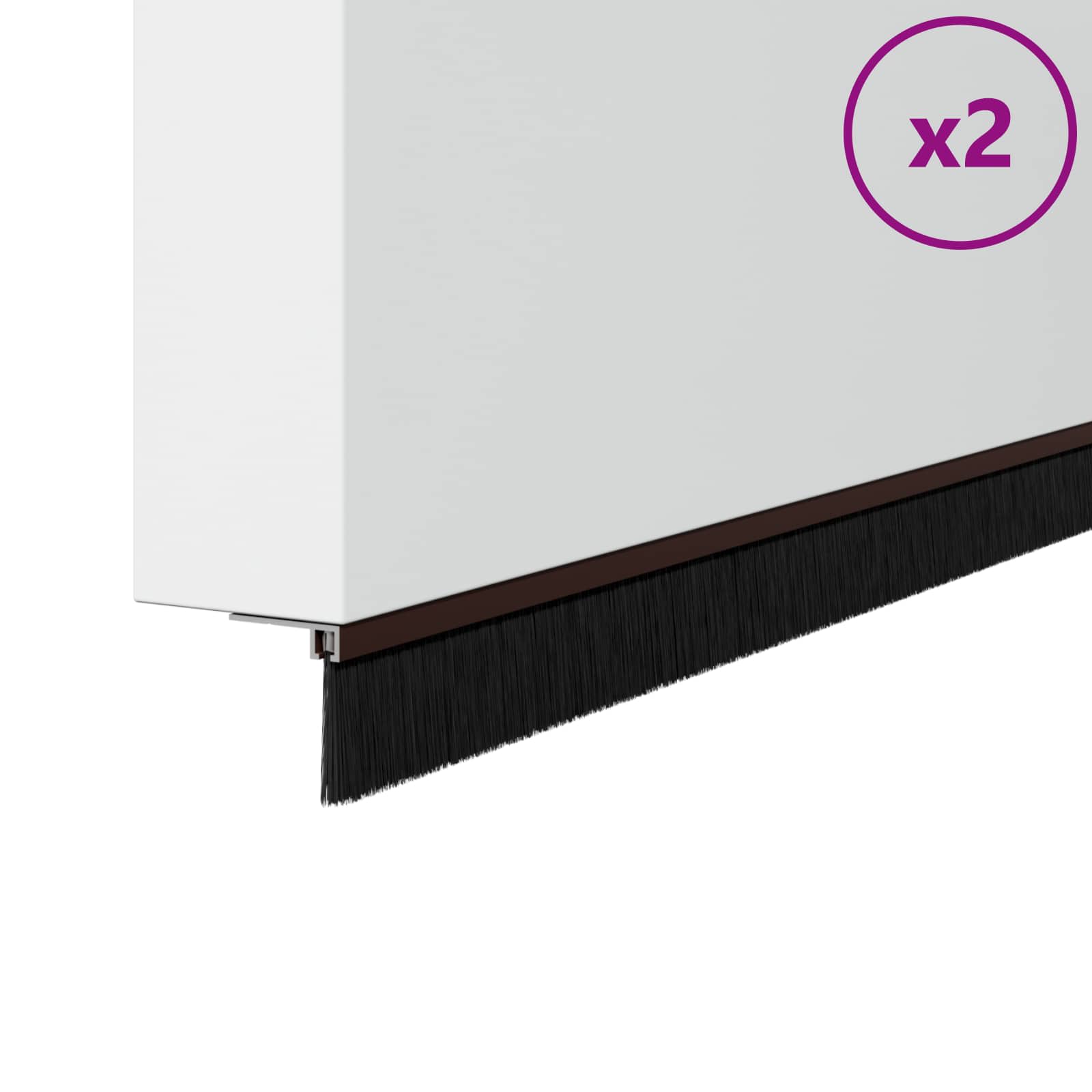 Selbstklebende Türbürstendichtungen 2 Stk. Braun 100 cm