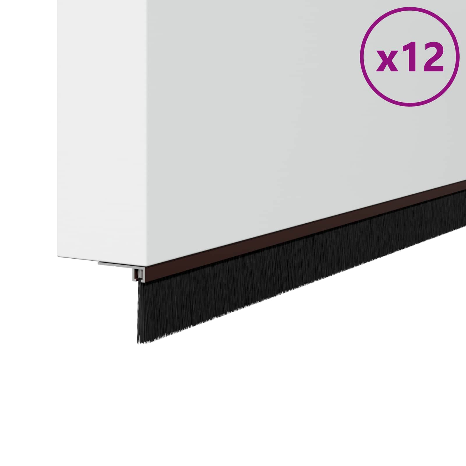 Selbstklebende Türbürstendichtungen 12 Stk. Braun 100 cm