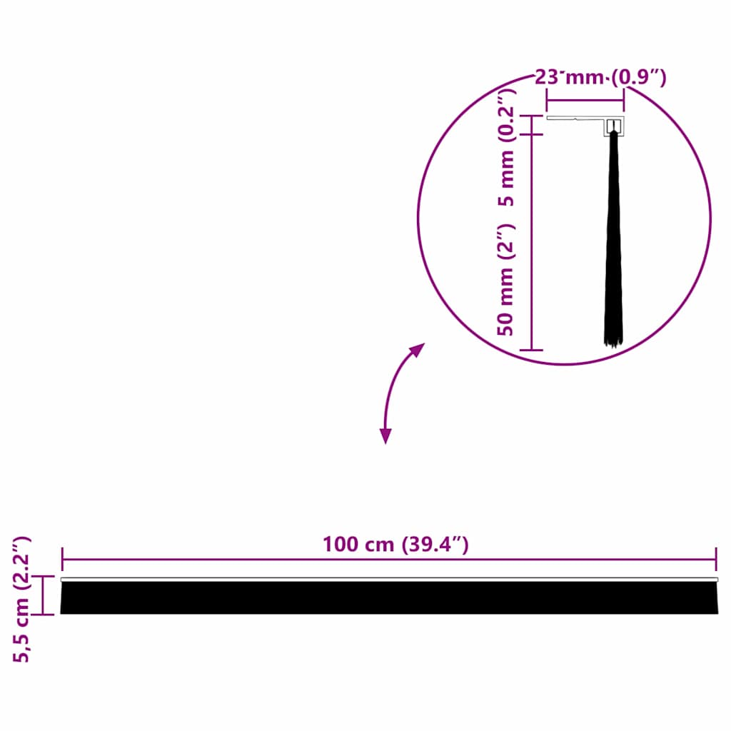 Selbstklebende Türbürstendichtungen 12 Stk. Braun 100 cm