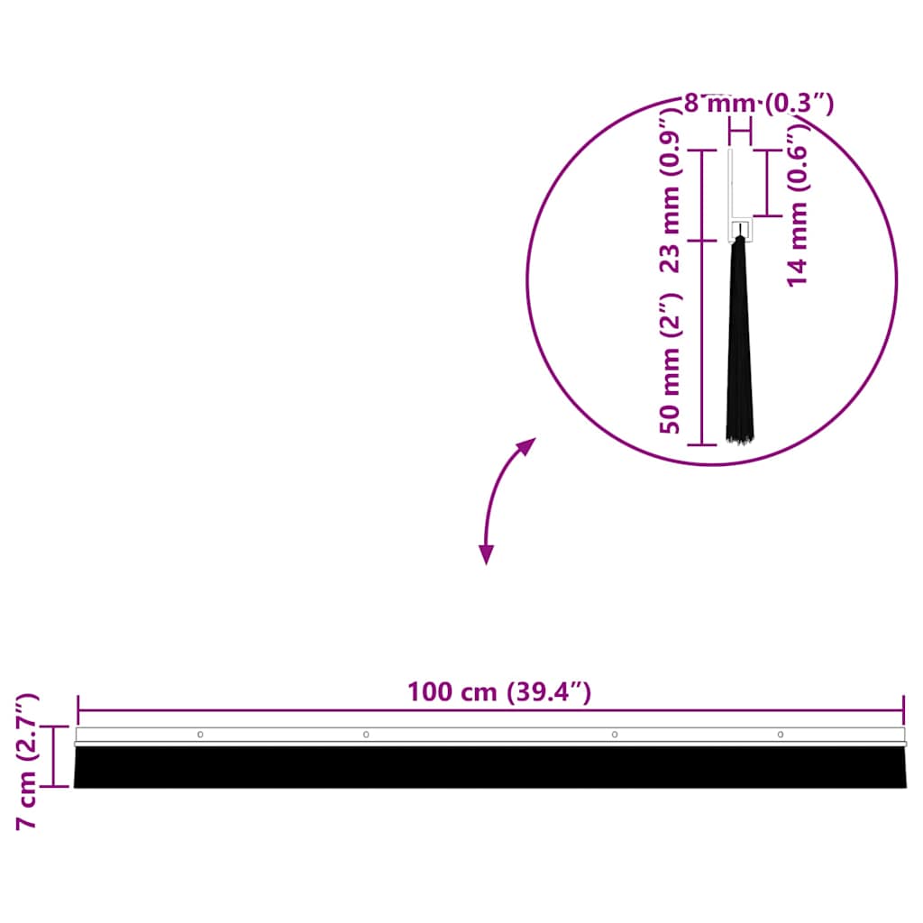Aufsteck Türbürstendichtungen 2 Stk. 100 cm Aluminiumlegierung