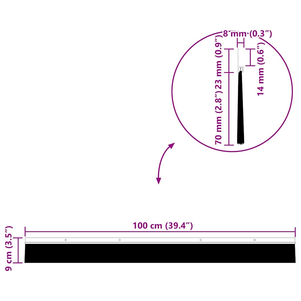 Aufsteck Türbürstendichtungen 6 Stk. 100 cm Aluminiumlegierung