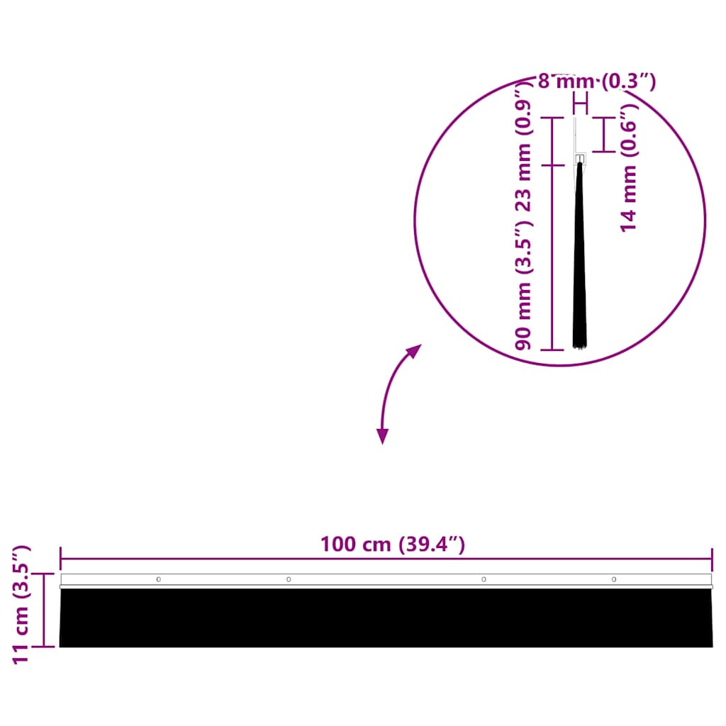 Aufsteck Türbürstendichtungen 6 Stk. 100 cm Aluminiumlegierung