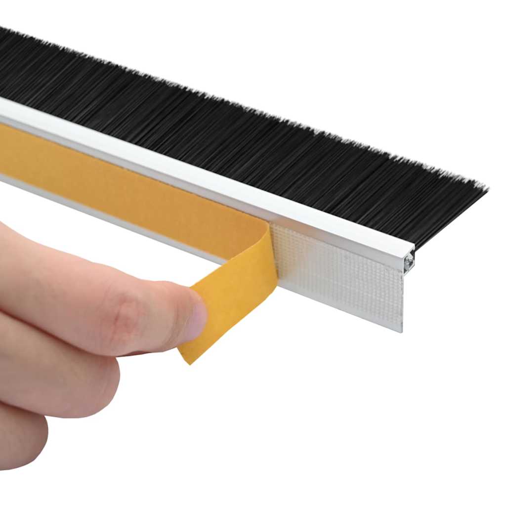 Selbstklebende Türbürstendichtungen 2 Stk. Silber 100 cm