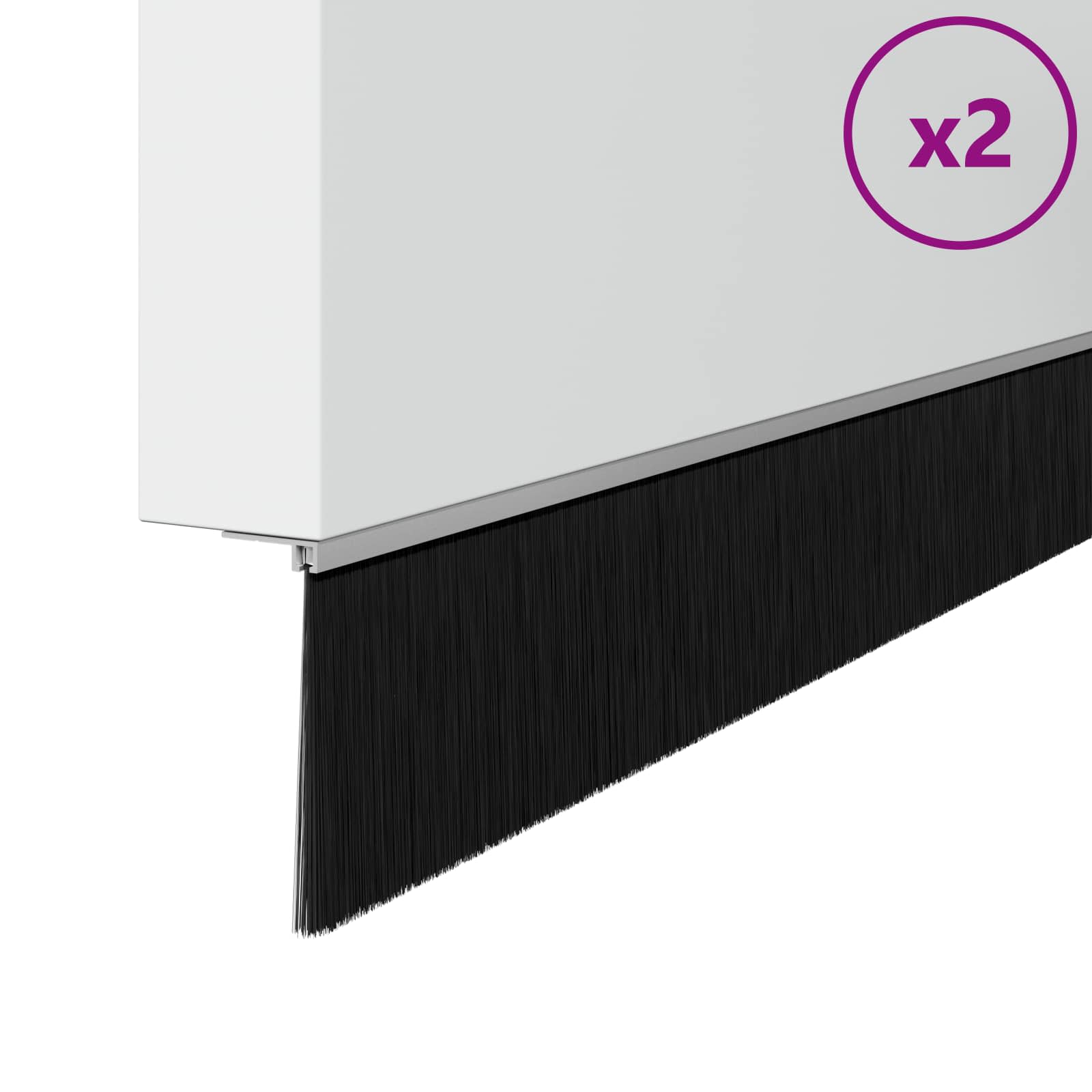 Selbstklebende Türbürstendichtungen 2 Stk. Silber 100 cm