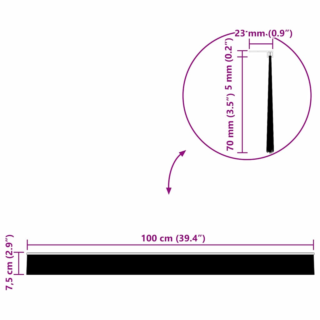 Aufsteck Türbürstendichtungen 6 stk. 100 cm Aluminiumlegierung
