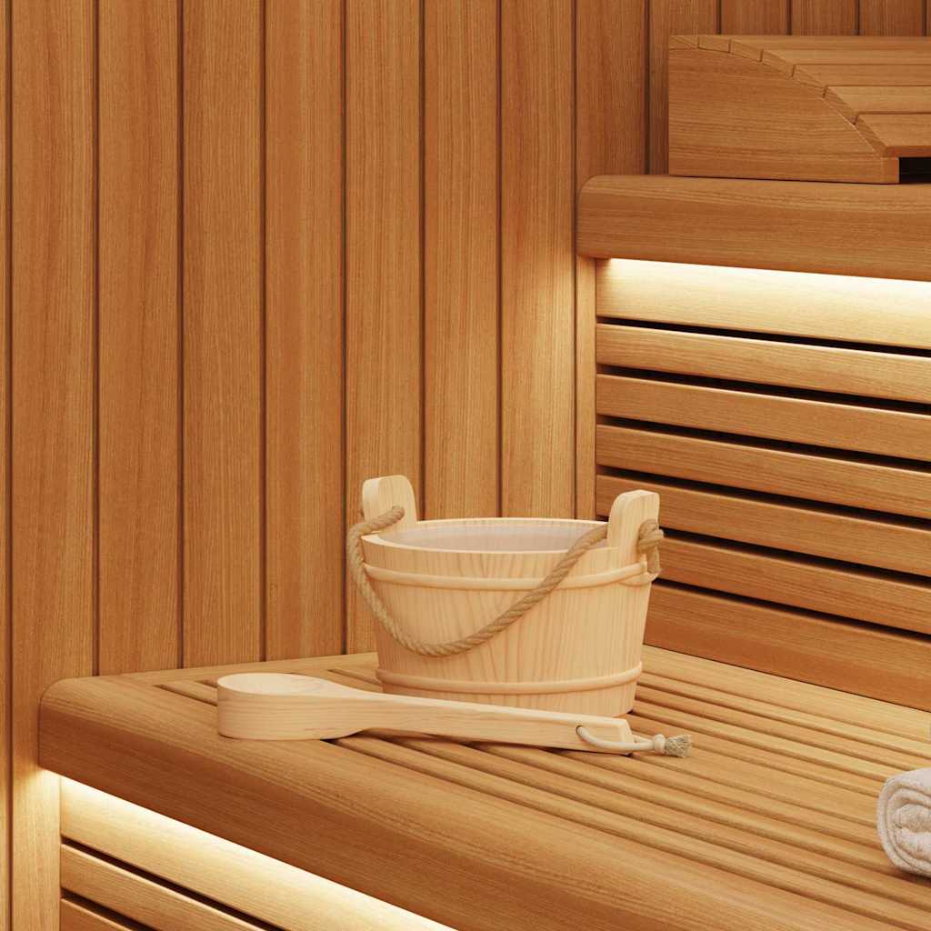 Sauna-Eimer 2 Stk. Braun Massives Kiefernholz und Hanf