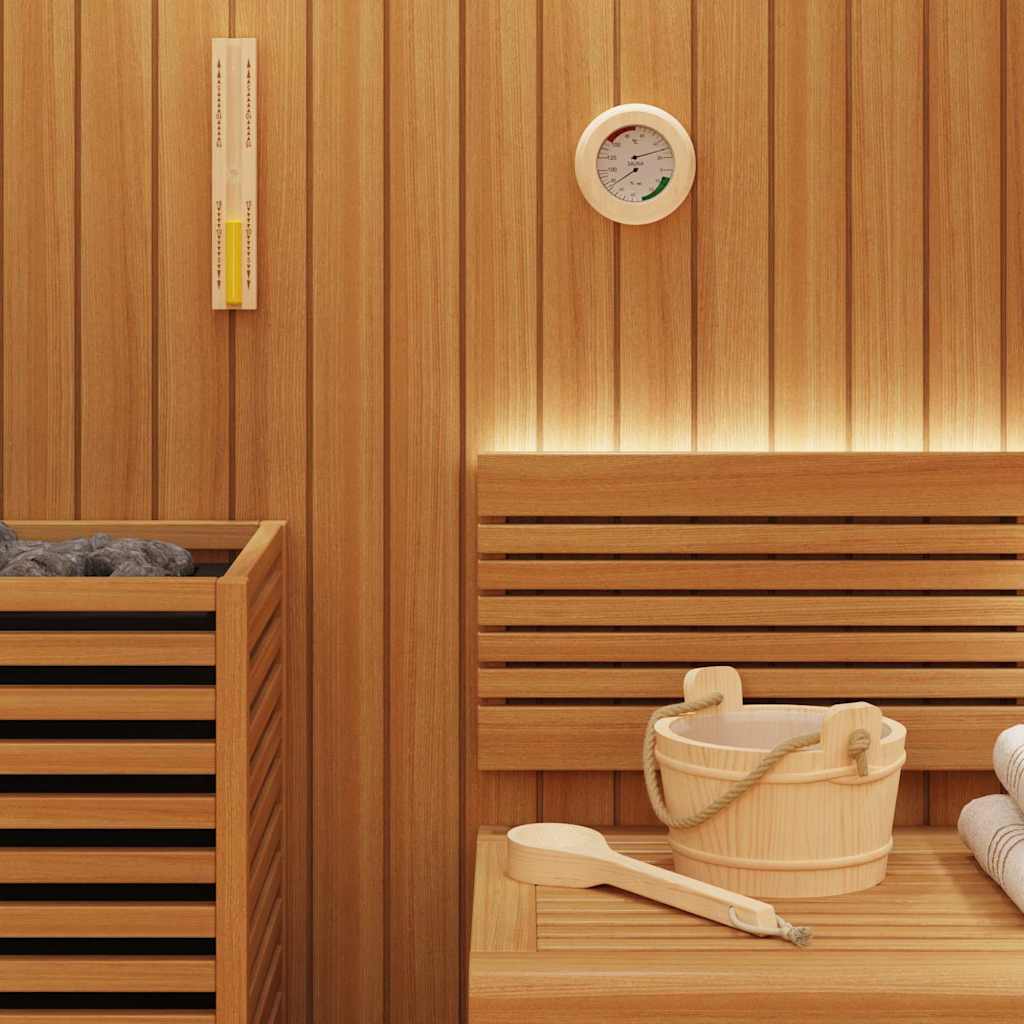 Sauna Zubehör Set 4 Stk. Braun Massives Kiefernholz und Hanf