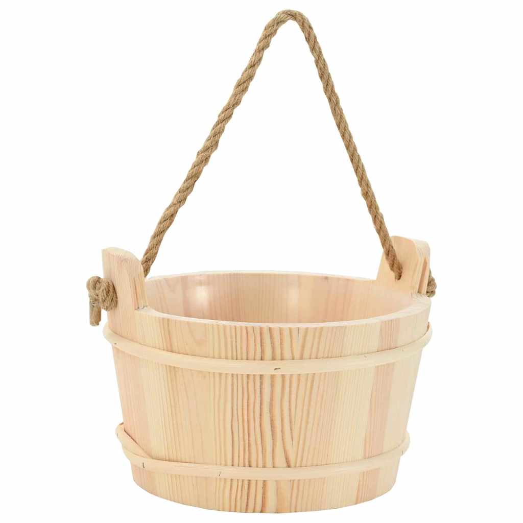Sauna Zubehör Set 4 Stk. Braun Massives Kiefernholz und Hanf