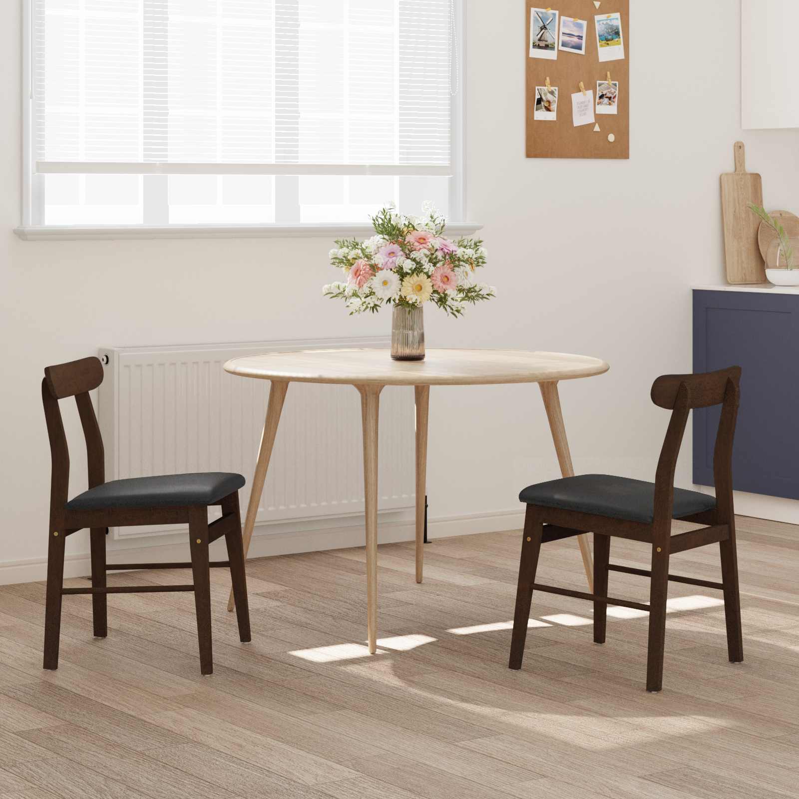 Esszimmerstuhl 2 Stk. Massives Gummiholz 43 x 44,5 x 77 cm