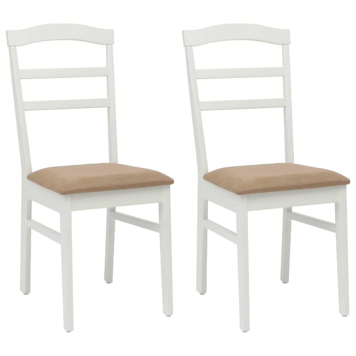 Esszimmerstuhl 2 Stk. Massives Gummiholz Weiß und Braun