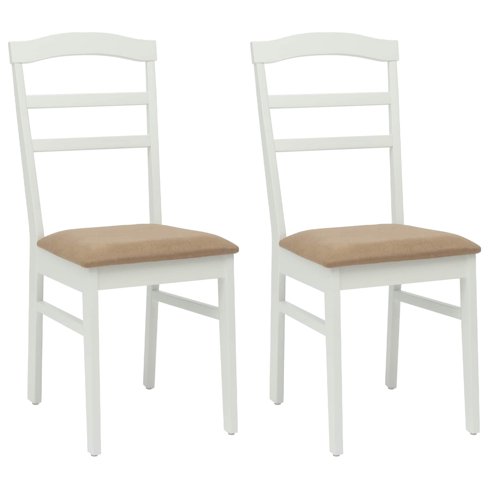 Esszimmerstuhl 2 Stk. Massives Gummiholz Weiß und Braun
