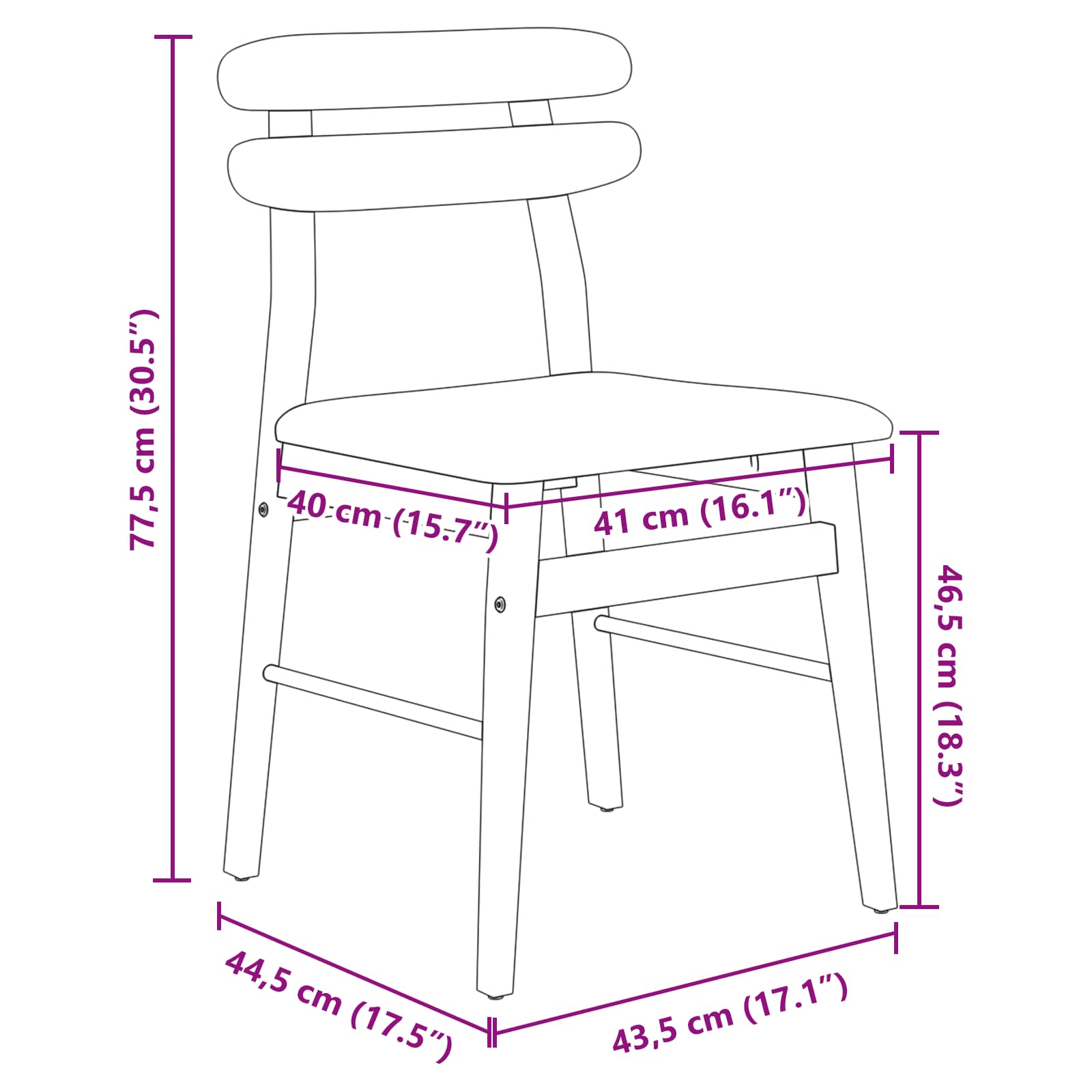 Esszimmerstuhl 2 Stk. Massives Gummiholz Weiß und Braun