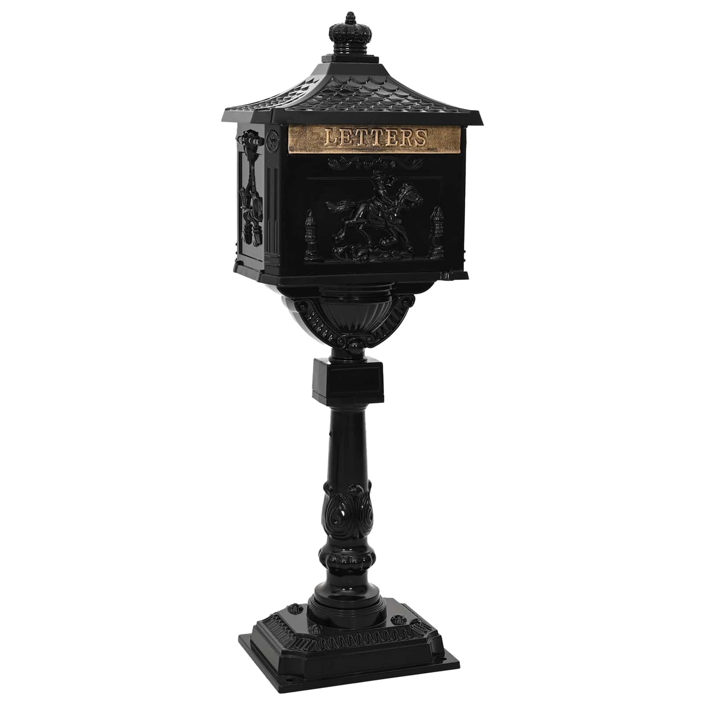 Stehender Briefkasten mit Speicher Schwarz 42,5 x 29,5 x 117 cm