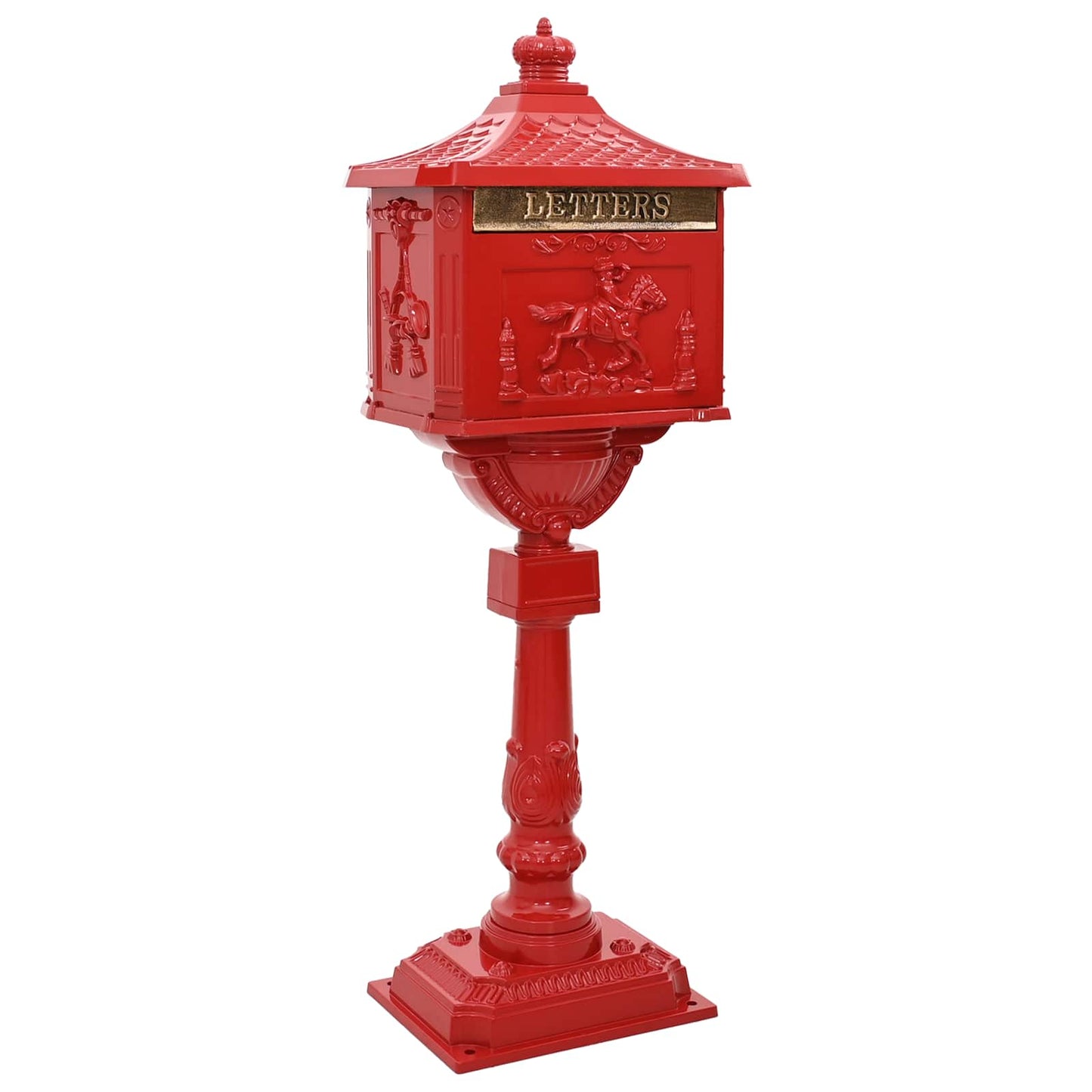 Stehender Briefkasten Rot 42,5 x 29,5 x 117 cm Gussaluminium
