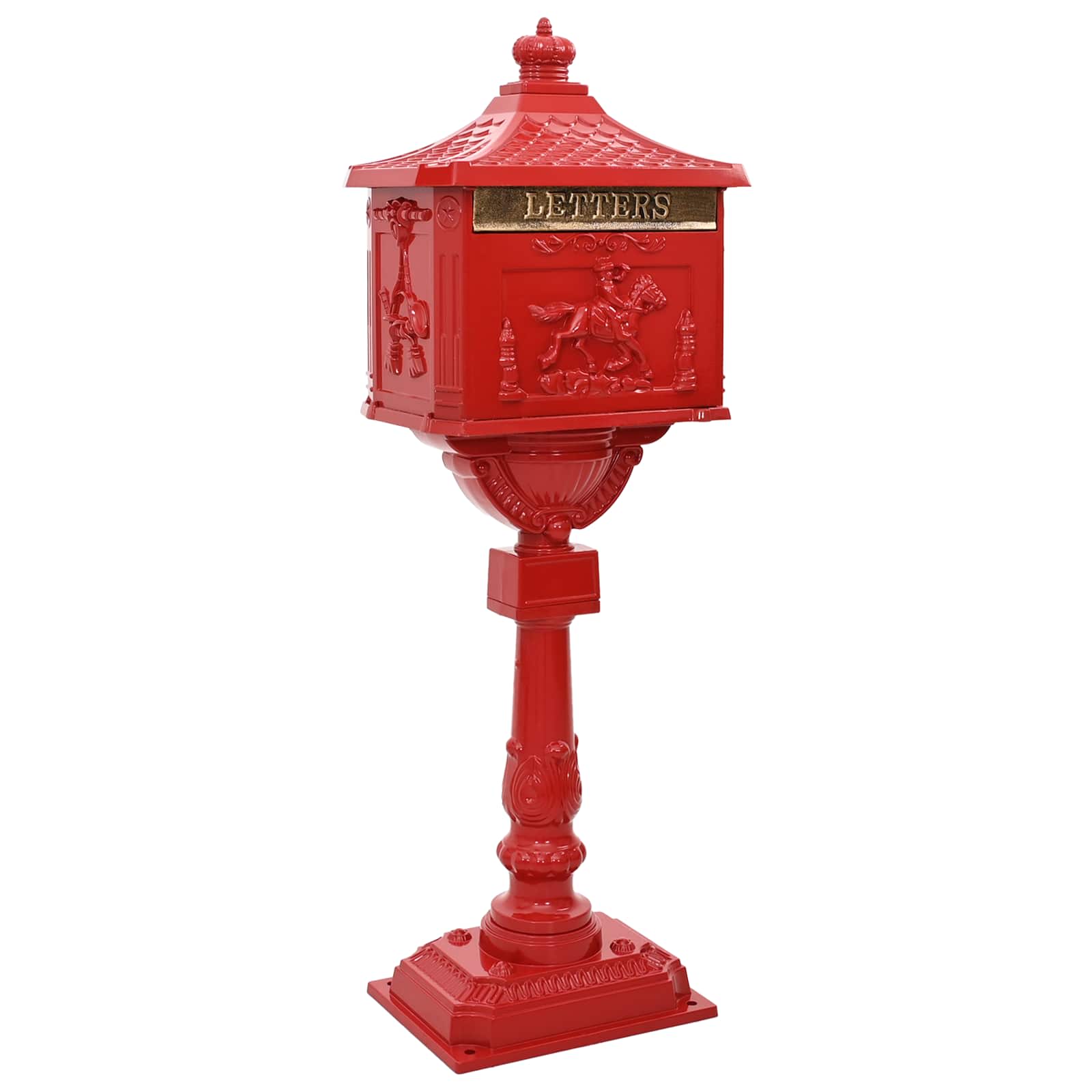 Stehender Briefkasten Rot 42,5 x 29,5 x 117 cm Gussaluminium