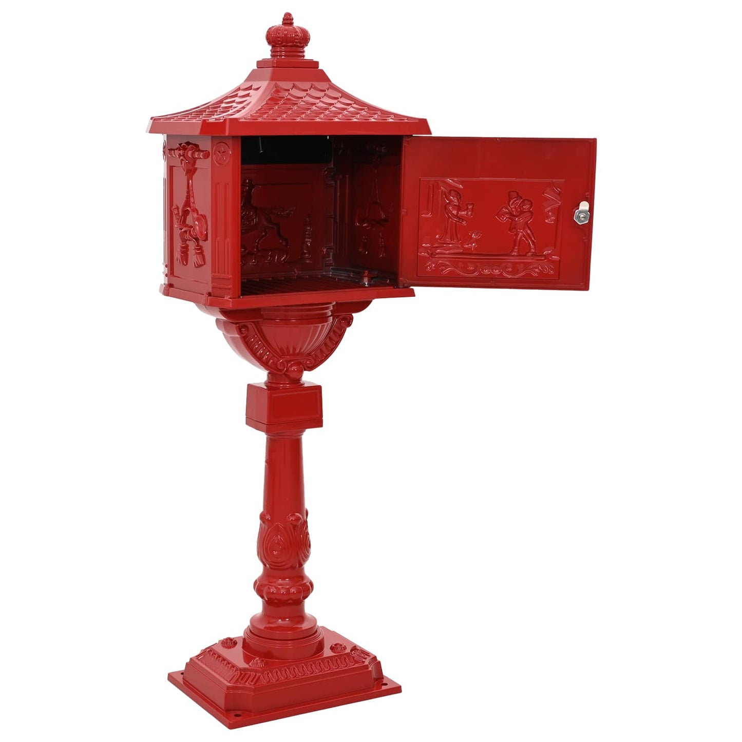 Stehender Briefkasten Rot 42,5 x 29,5 x 117 cm Gussaluminium
