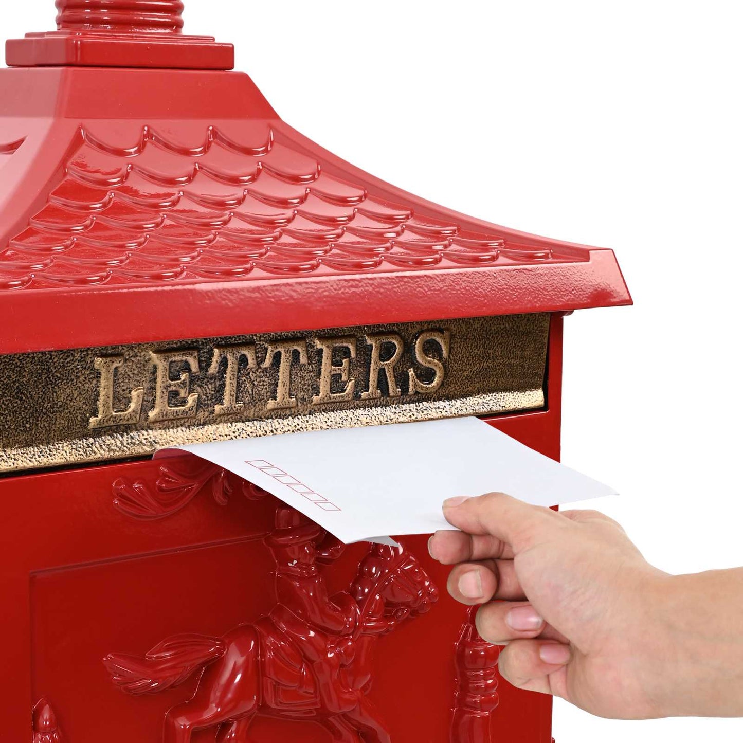 Stehender Briefkasten Rot 42,5 x 29,5 x 117 cm Gussaluminium