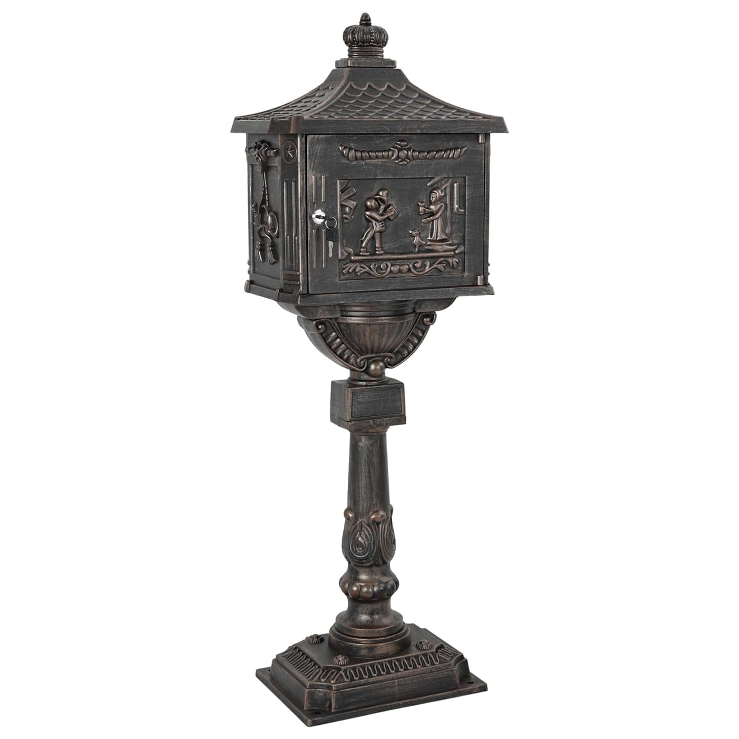 Stehender Briefkasten Bronze 42,5 x 29,5 x 117 cm Gussaluminium