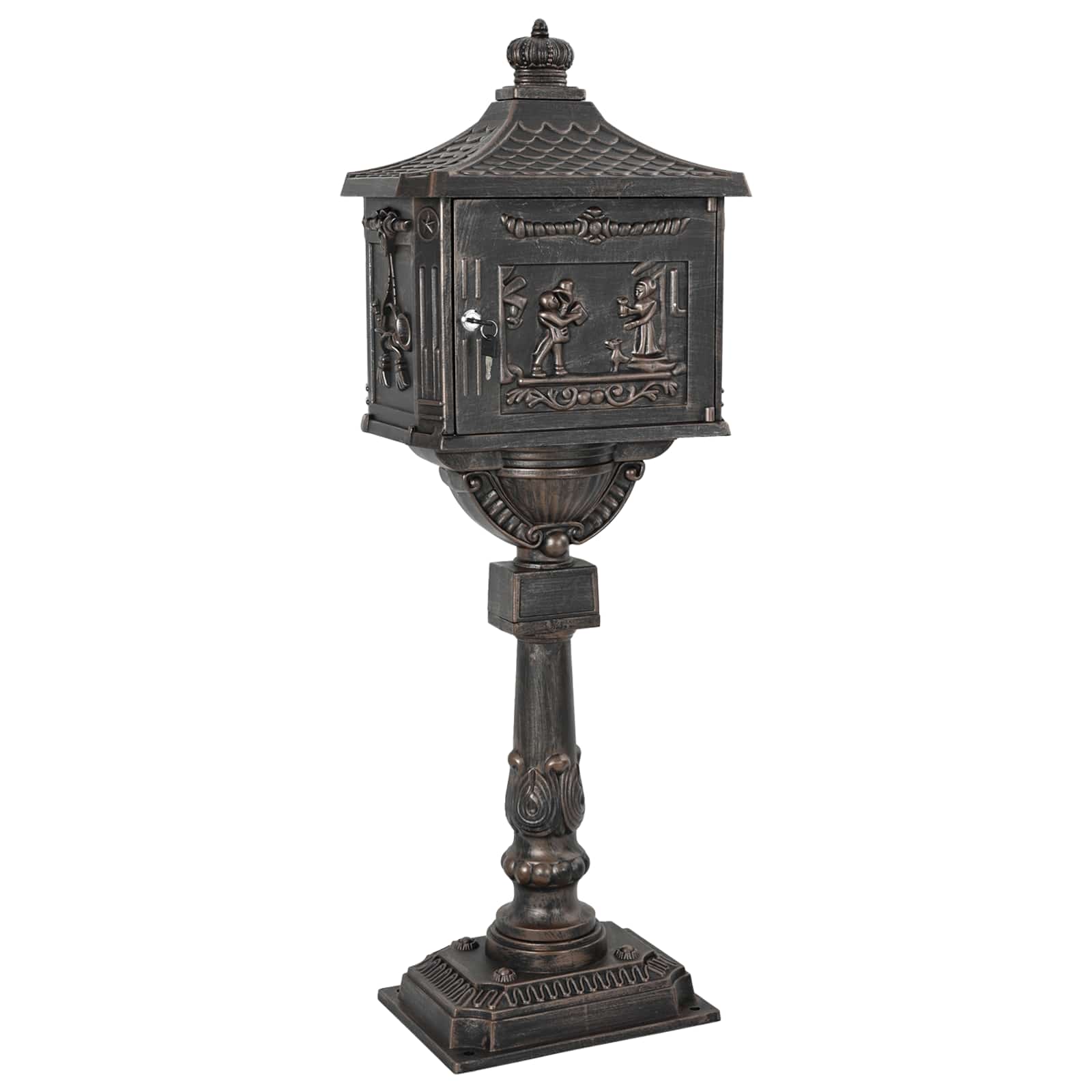 Stehender Briefkasten Bronze 42,5 x 29,5 x 117 cm Gussaluminium