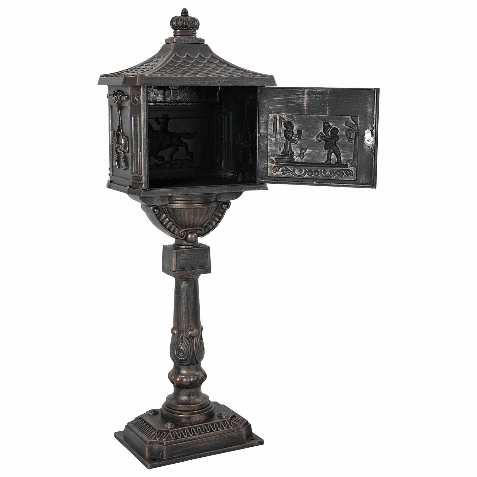 Stehender Briefkasten Bronze 42,5 x 29,5 x 117 cm Gussaluminium