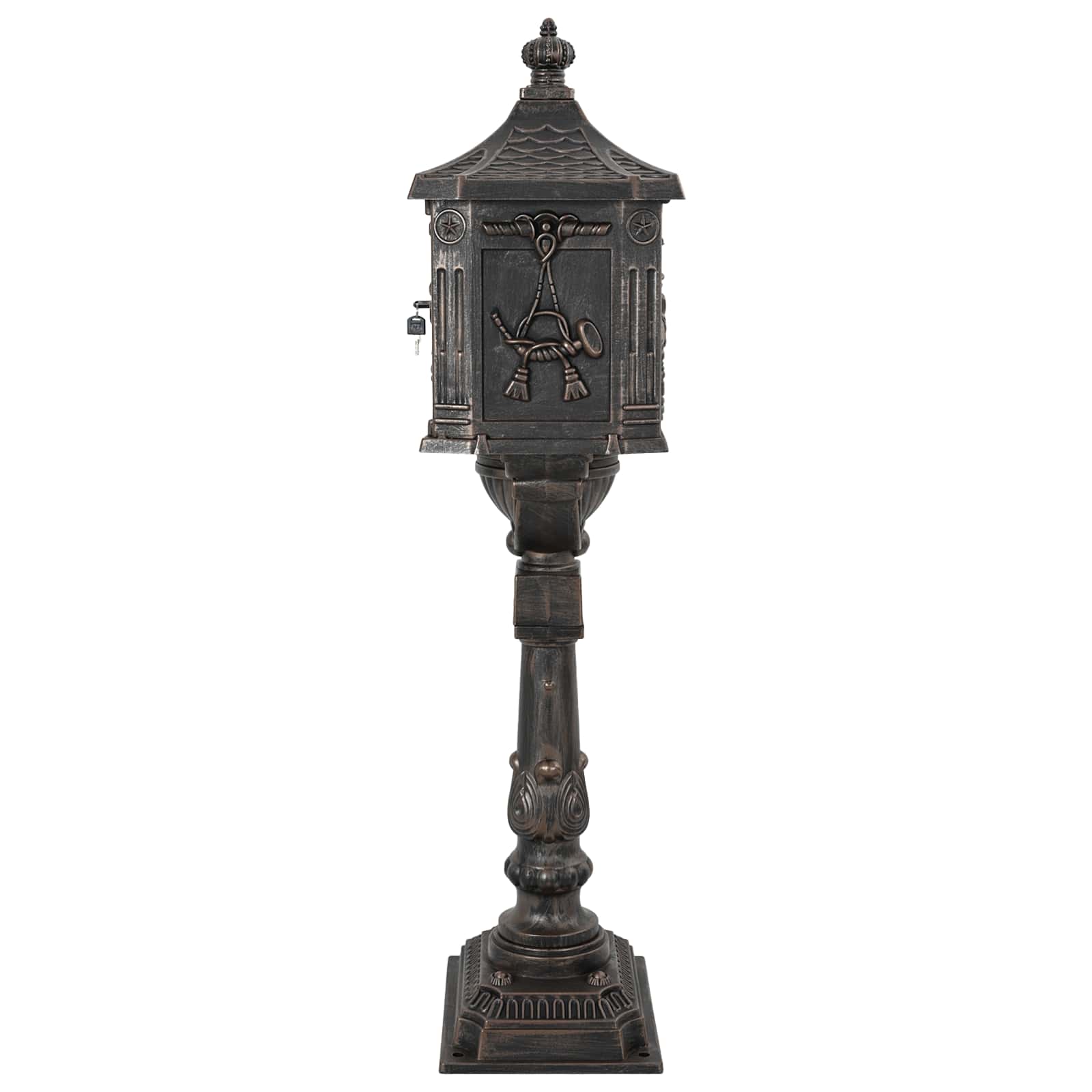 Stehender Briefkasten Bronze 42,5 x 29,5 x 117 cm Gussaluminium