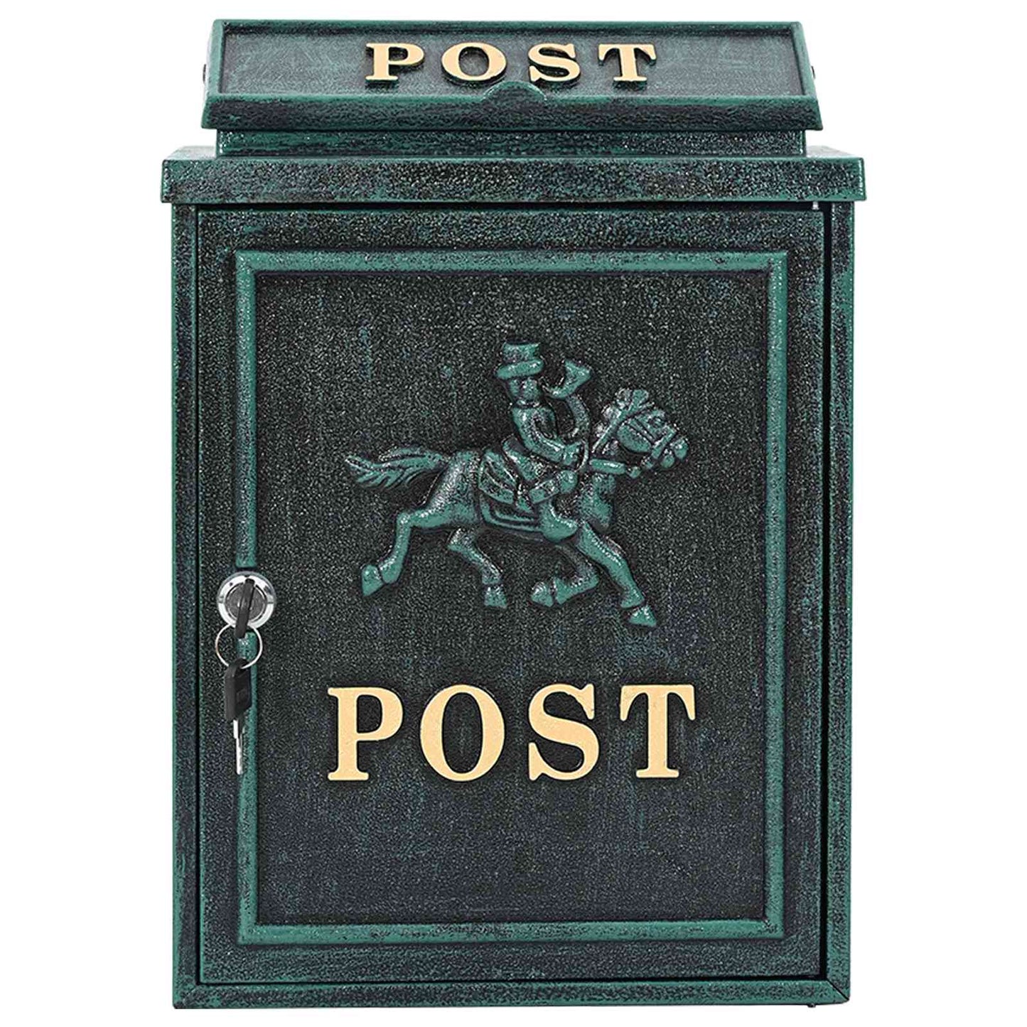 Wandmontierter Briefkasten Grün 29 x 13 x 41 cm Gussaluminium