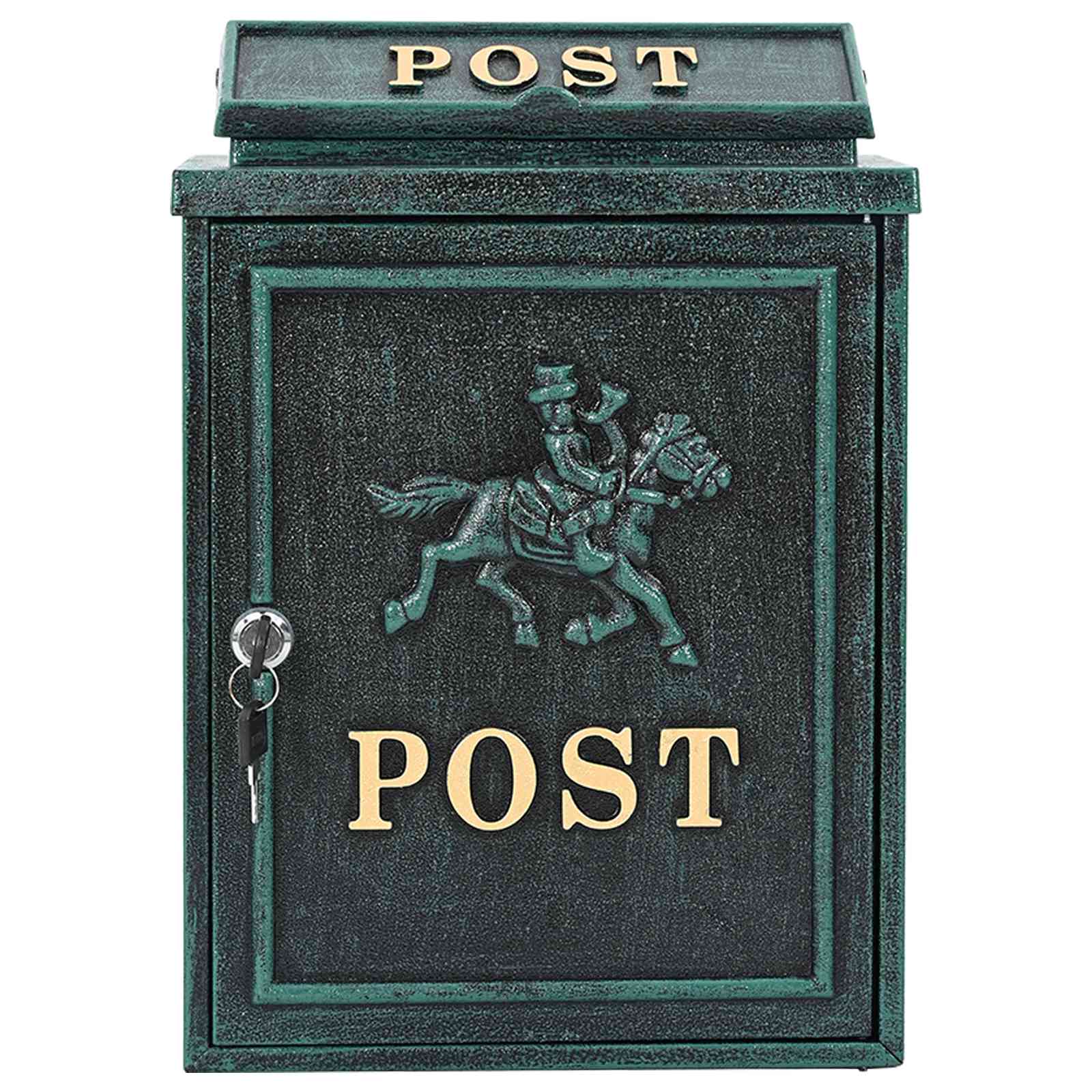 Wandmontierter Briefkasten Grün 29 x 13 x 41 cm Gussaluminium
