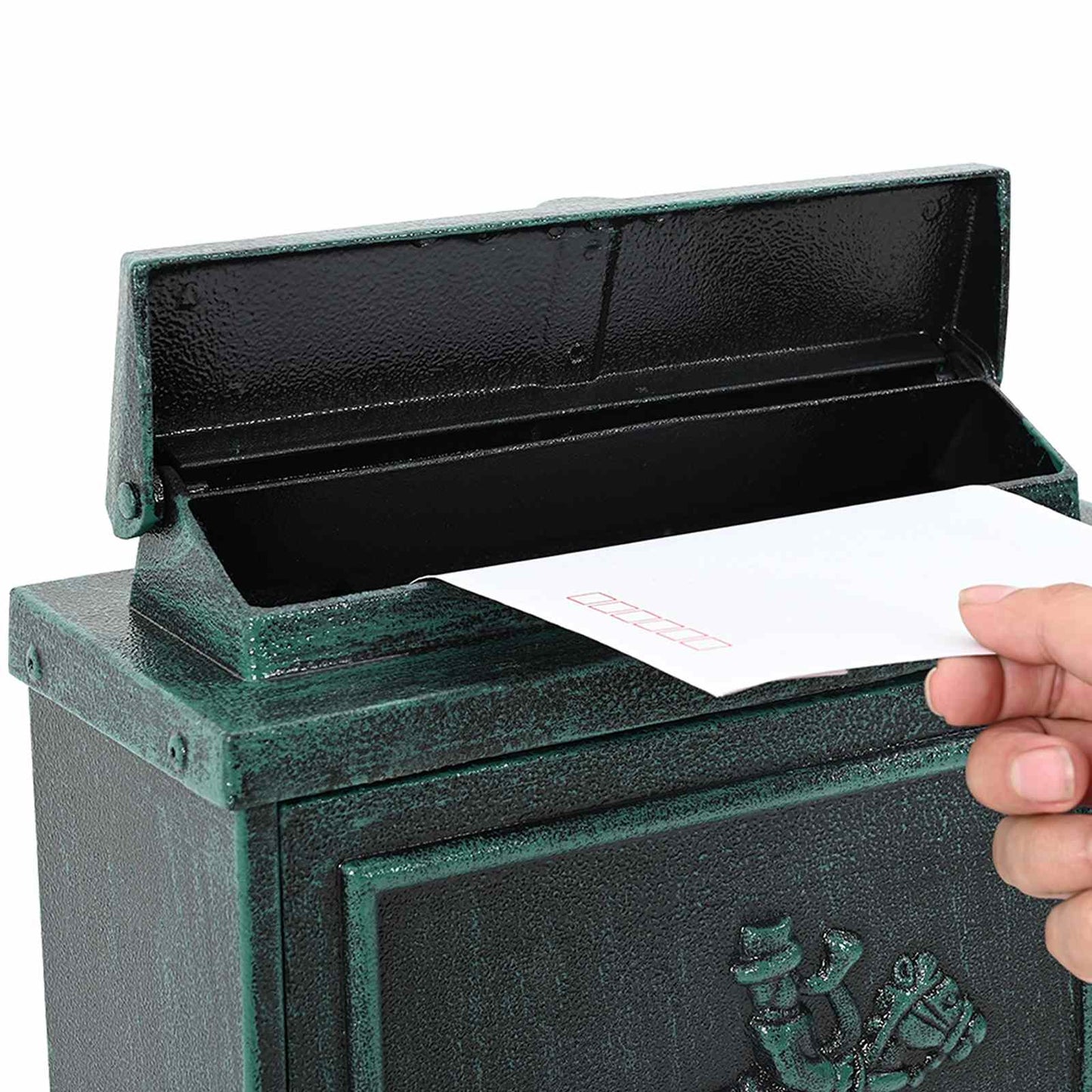 Wandmontierter Briefkasten Grün 29 x 13 x 41 cm Gussaluminium