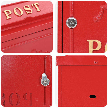 Wandmontierter Briefkasten Rot 29 x 13 x 41 cm Gussaluminium
